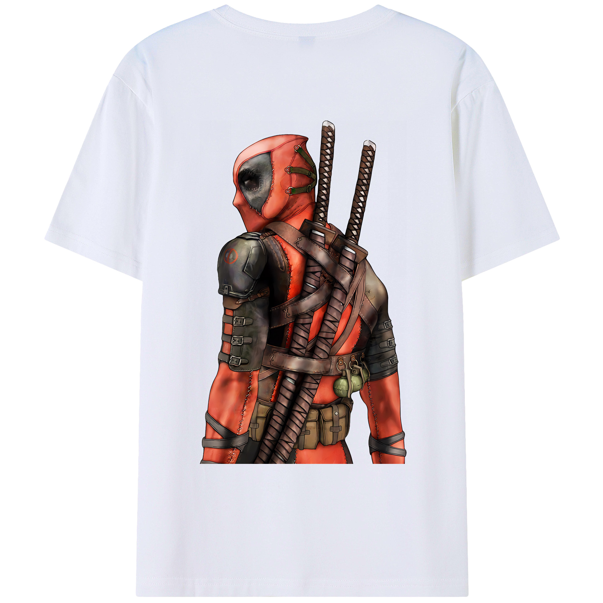 （画像用） Deadpool デッドプール 綿100％ メンズ半袖Tシャツ（バックプリント） 通気性
