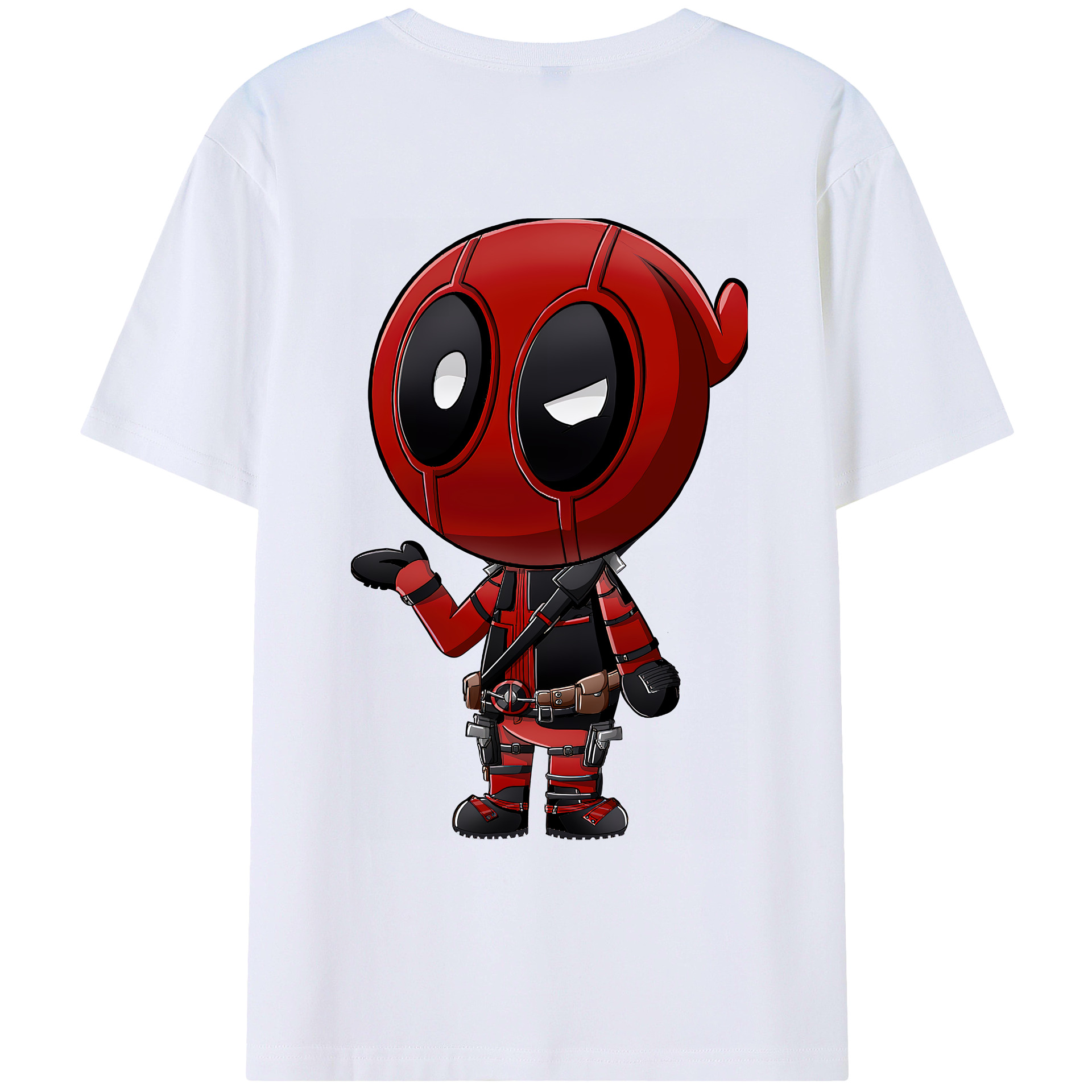 （画像用） Deadpool デッドプール 綿100％ メンズ半袖Tシャツ（バックプリント） 通気性