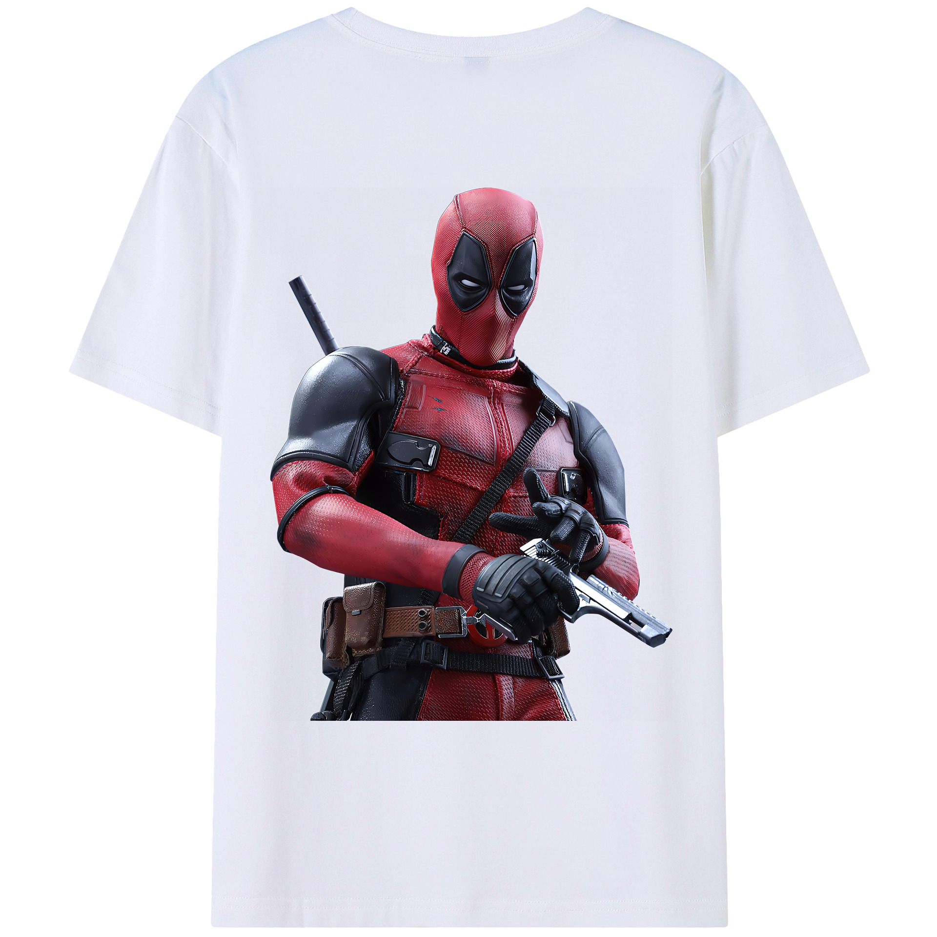 （画像用） Deadpool デッドプール 綿100％ メンズ半袖Tシャツ（バックプリント） 通気性
