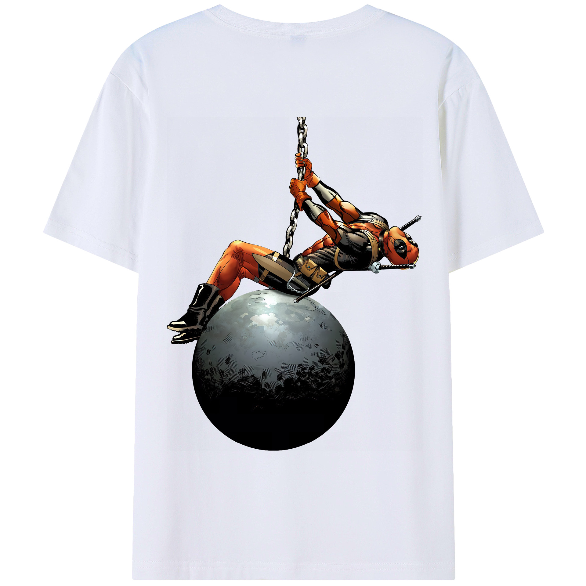 （画像用） Deadpool デッドプール 綿100％ メンズ半袖Tシャツ（バックプリント） 通気性
