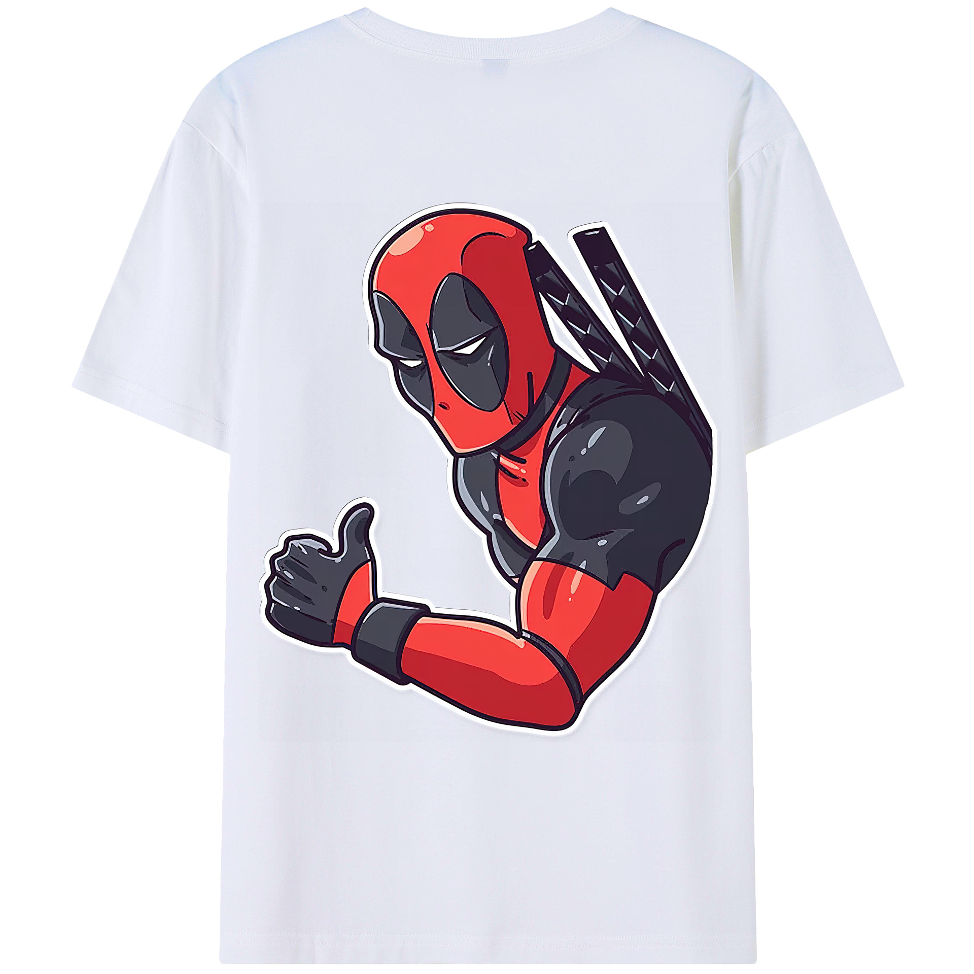 （画像用） Deadpool デッドプール 綿100％ メンズ半袖Tシャツ（バックプリント） 通気性