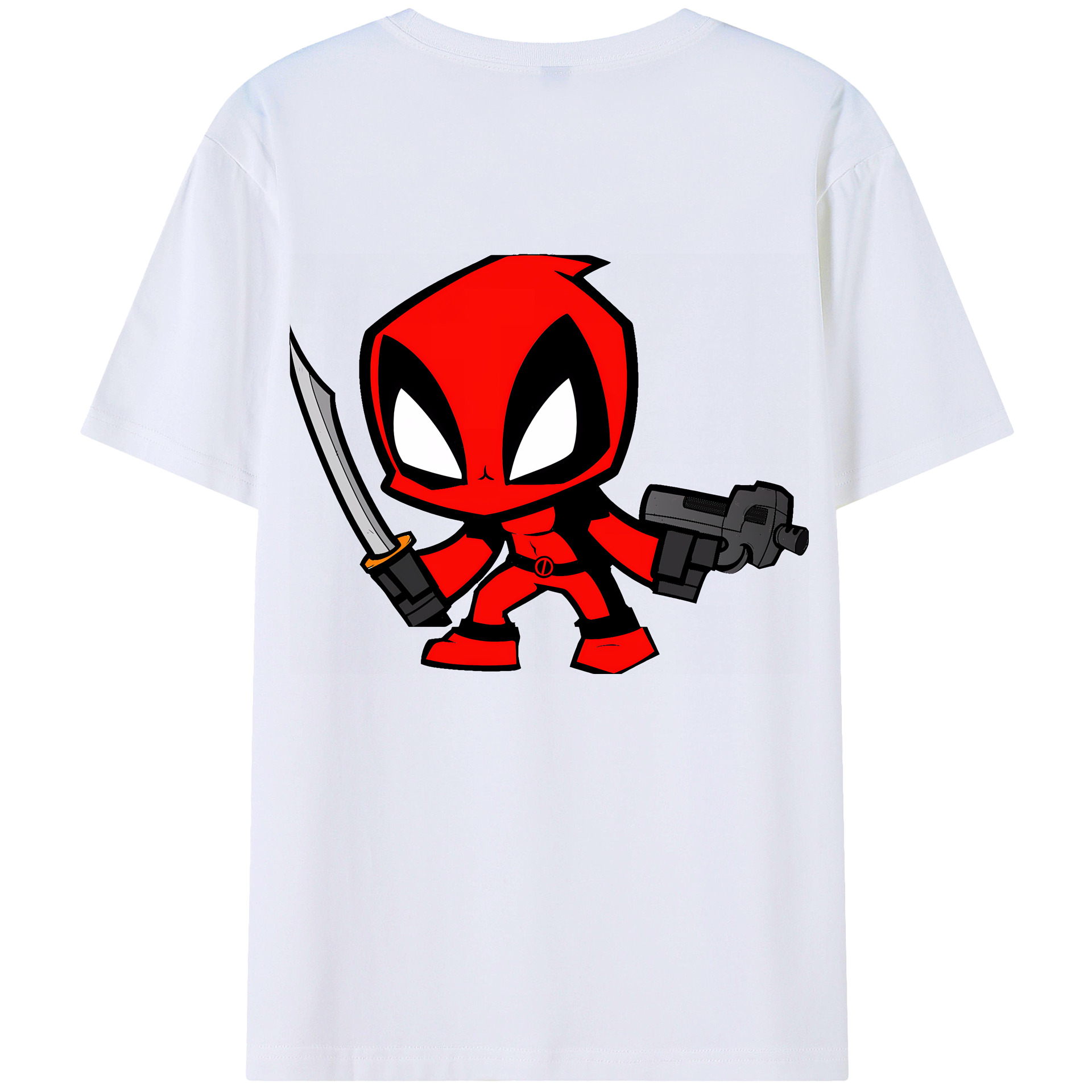 （画像用） Deadpool デッドプール 綿100％ メンズ半袖Tシャツ（バックプリント） 通気性