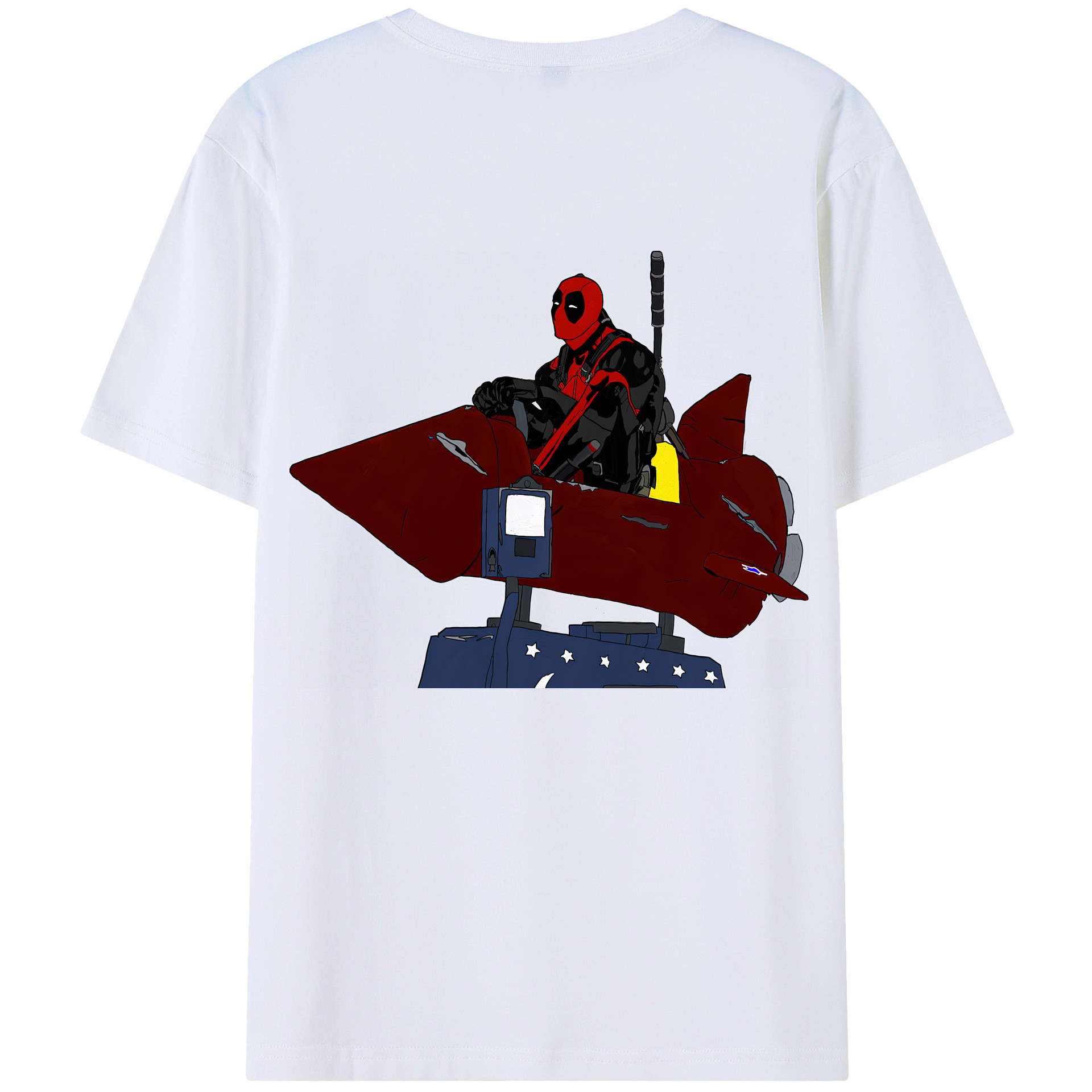 （画像用） Deadpool デッドプール 綿100％ メンズ半袖Tシャツ（バックプリント） 通気性