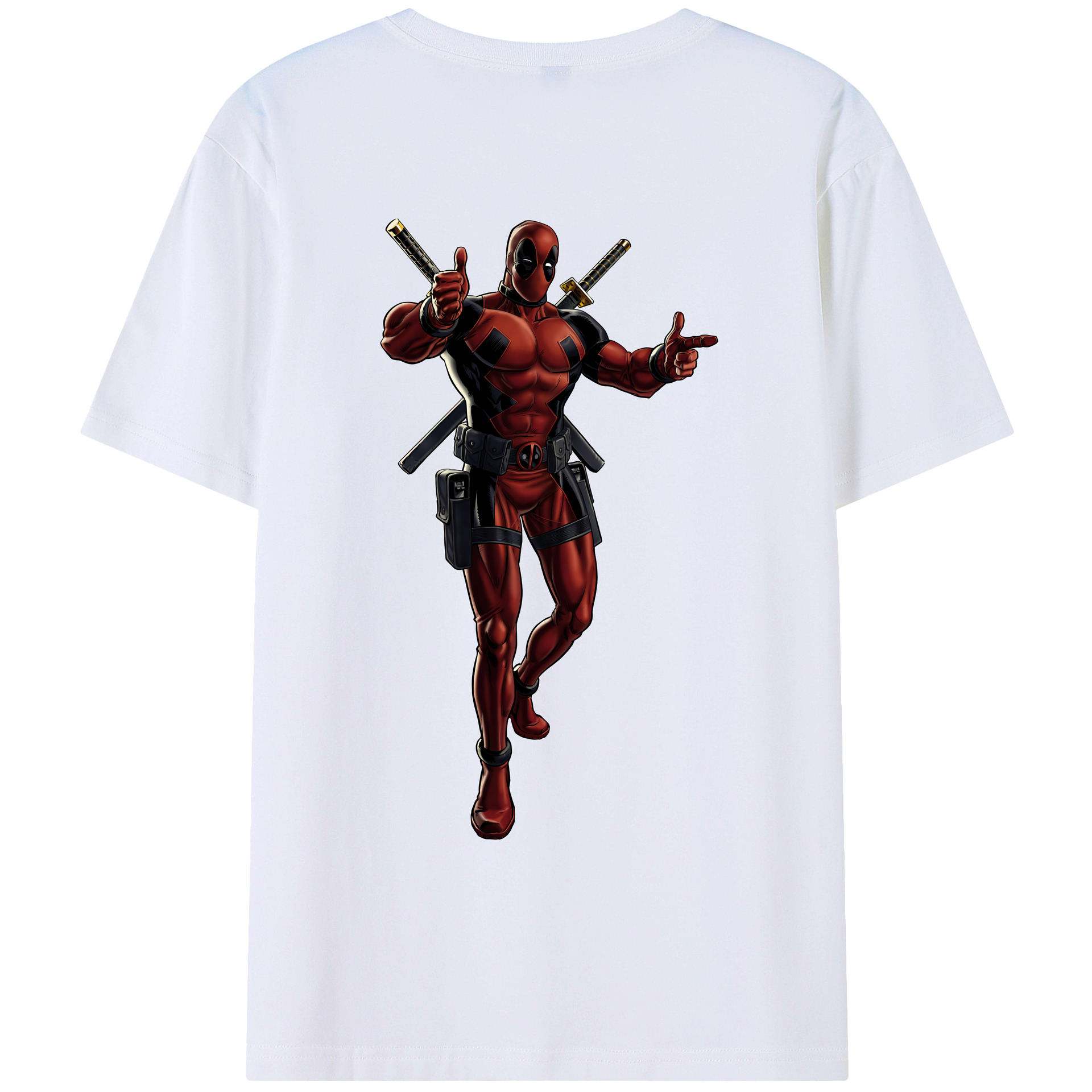 （画像用） Deadpool デッドプール 綿100％ メンズ半袖Tシャツ（バックプリント） 通気性