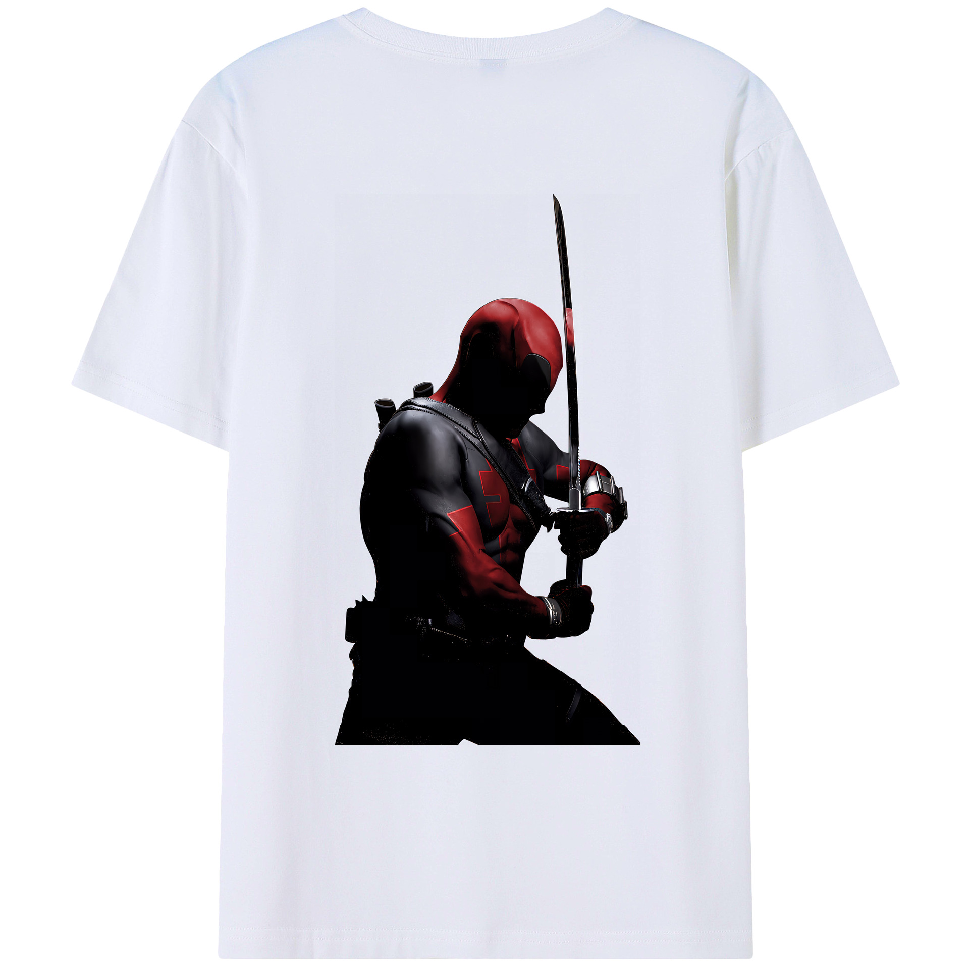 （画像用） Deadpool デッドプール 綿100％ メンズ半袖Tシャツ（バックプリント） 通気性