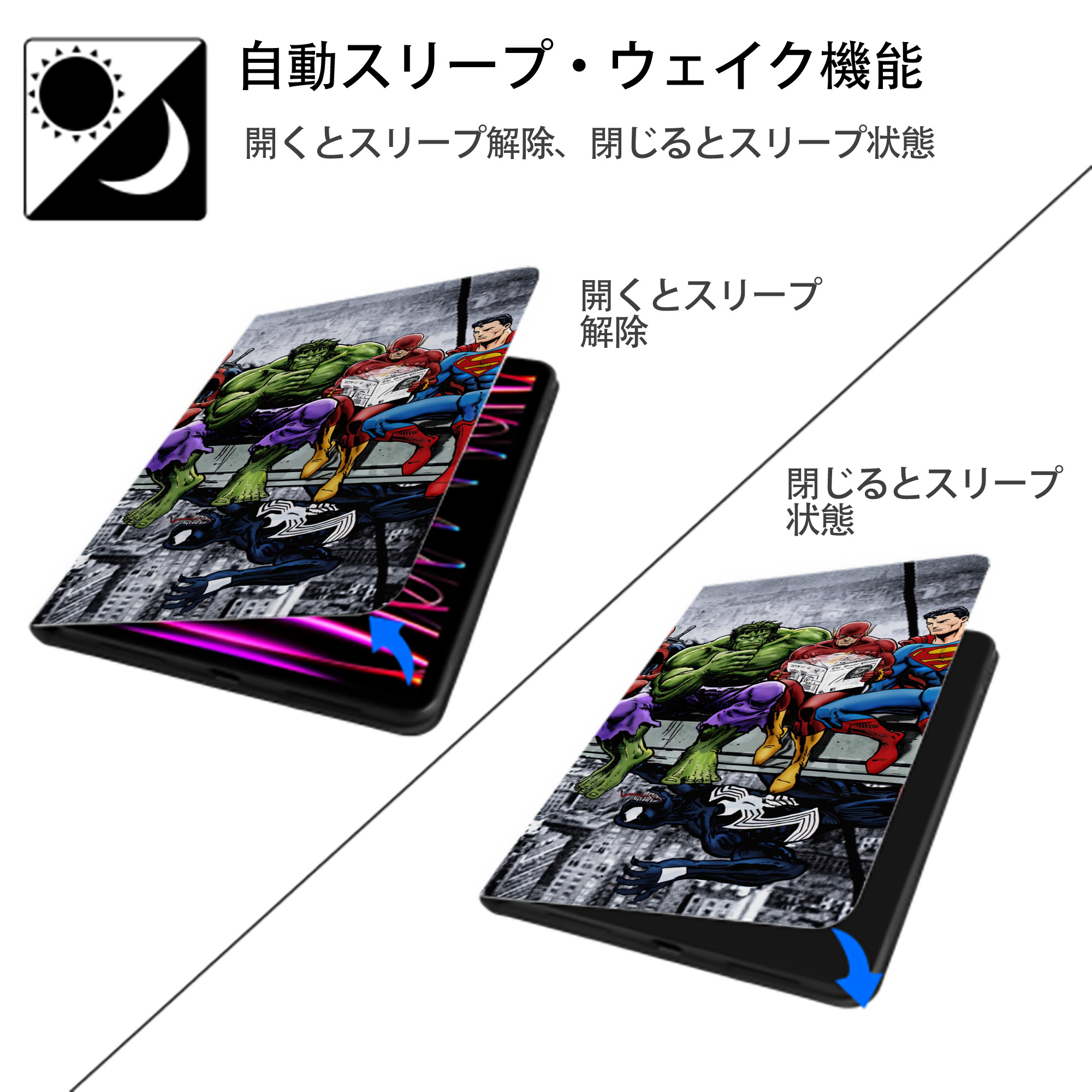 Deadpool デッドプール IPad ケース ブック型 PUレザー TPU 耐衝撃 軽量 薄型 ペン収納なし 全面保護 IPad 各モデル対応