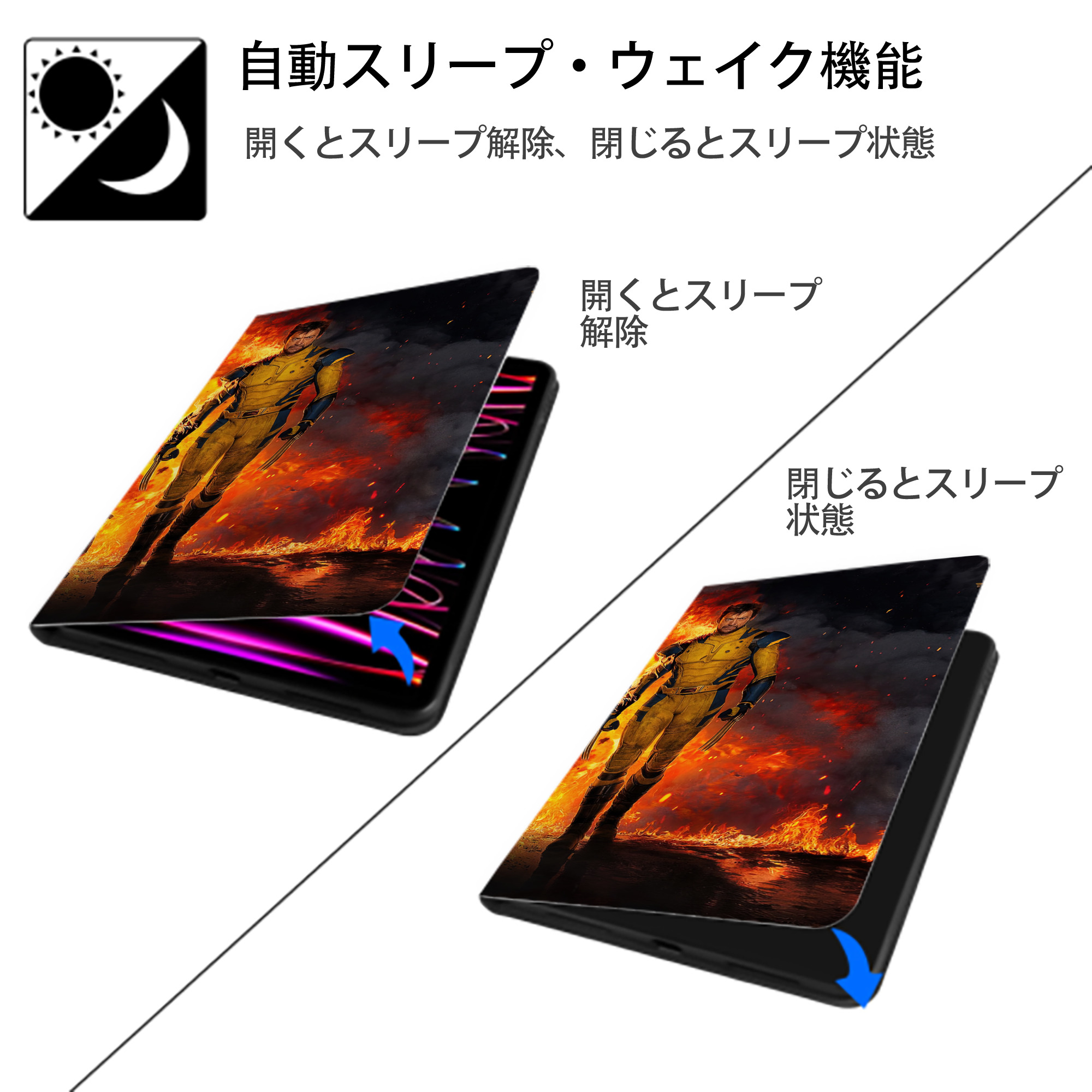 Deadpool デッドプール IPad ケース ブック型 PUレザー TPU 耐衝撃 軽量 薄型 ペン収納なし 全面保護 IPad 各モデル対応