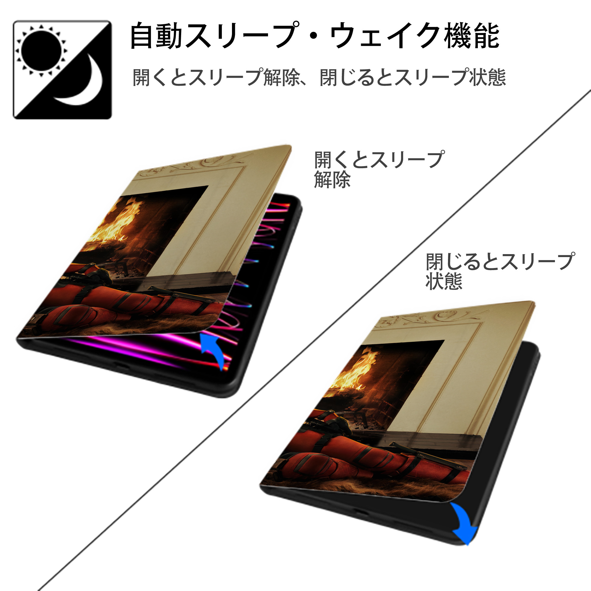 Deadpool デッドプール IPad ケース ブック型 PUレザー TPU 耐衝撃 軽量 薄型 ペン収納なし 全面保護 IPad 各モデル対応