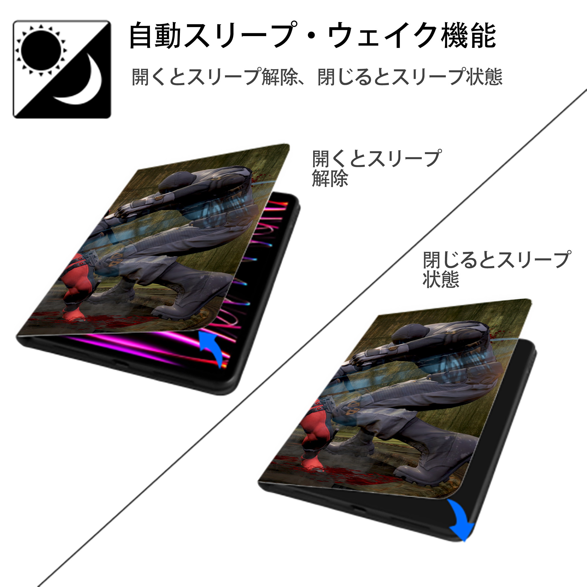 Deadpool デッドプール IPad ケース ブック型 PUレザー TPU 耐衝撃 軽量 薄型 ペン収納なし 全面保護 IPad 各モデル対応