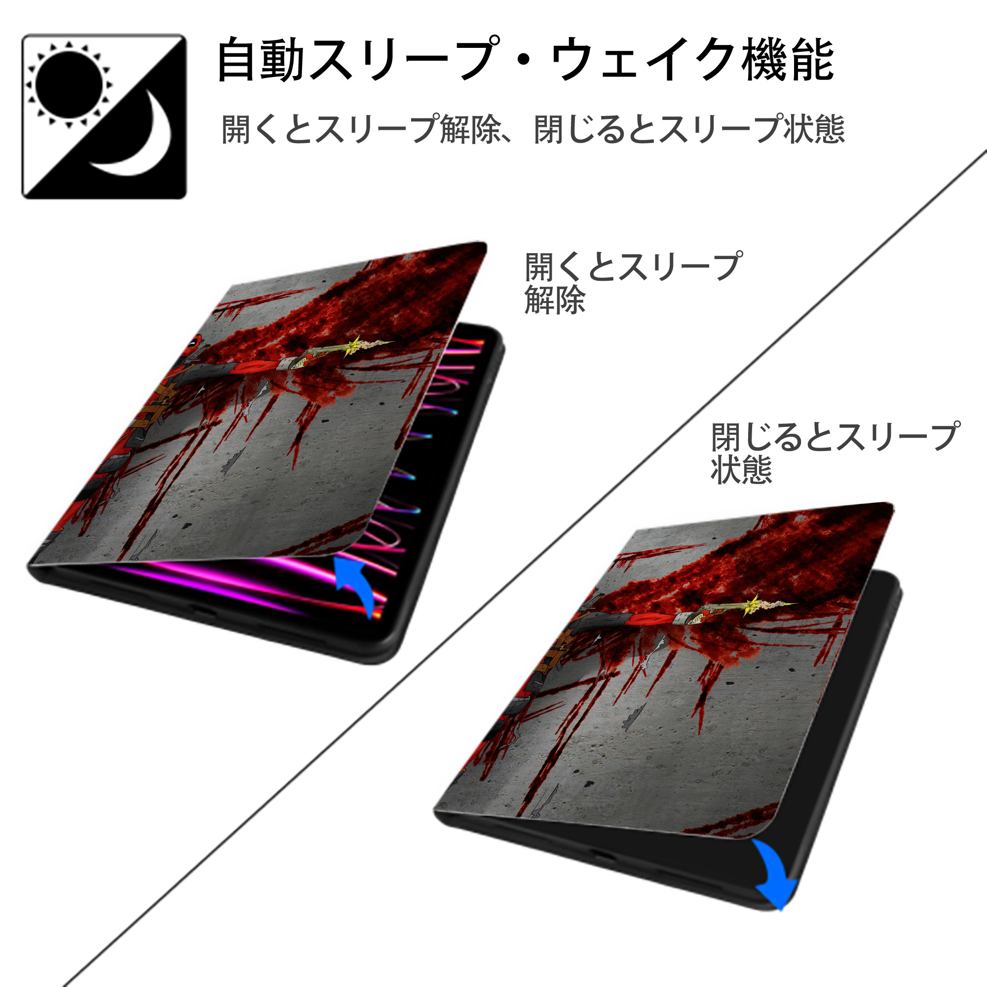 Deadpool デッドプール IPad ケース ブック型 PUレザー TPU 耐衝撃 軽量 薄型 ペン収納なし 全面保護 IPad 各モデル対応