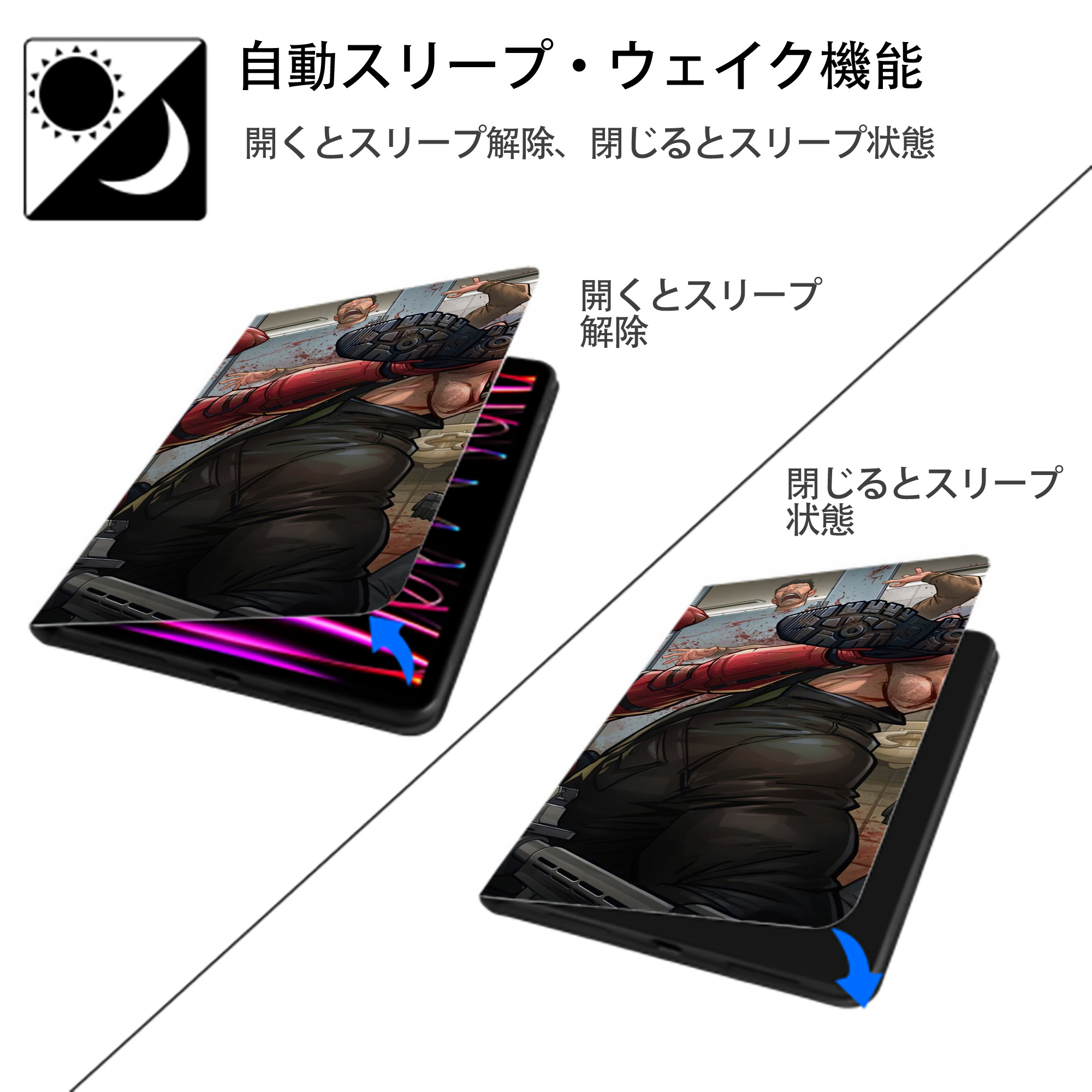 Deadpool デッドプール IPad ケース ブック型 PUレザー TPU 耐衝撃 軽量 薄型 ペン収納なし 全面保護 IPad 各モデル対応