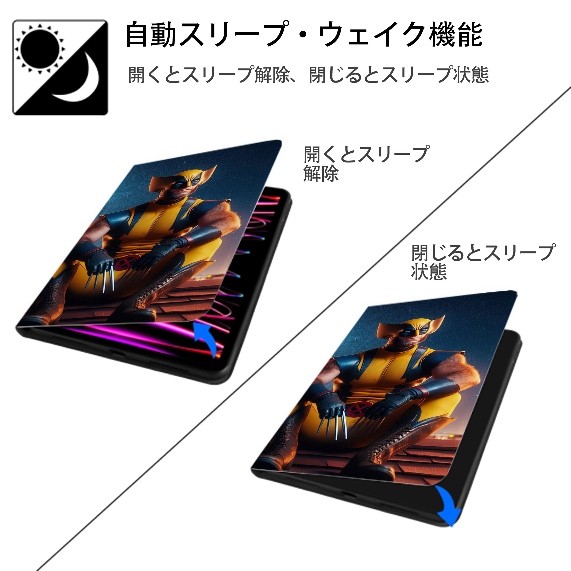Deadpool デッドプール IPad ケース ブック型 PUレザー TPU 耐衝撃 軽量 薄型 ペン収納なし 全面保護 IPad 各モデル対応