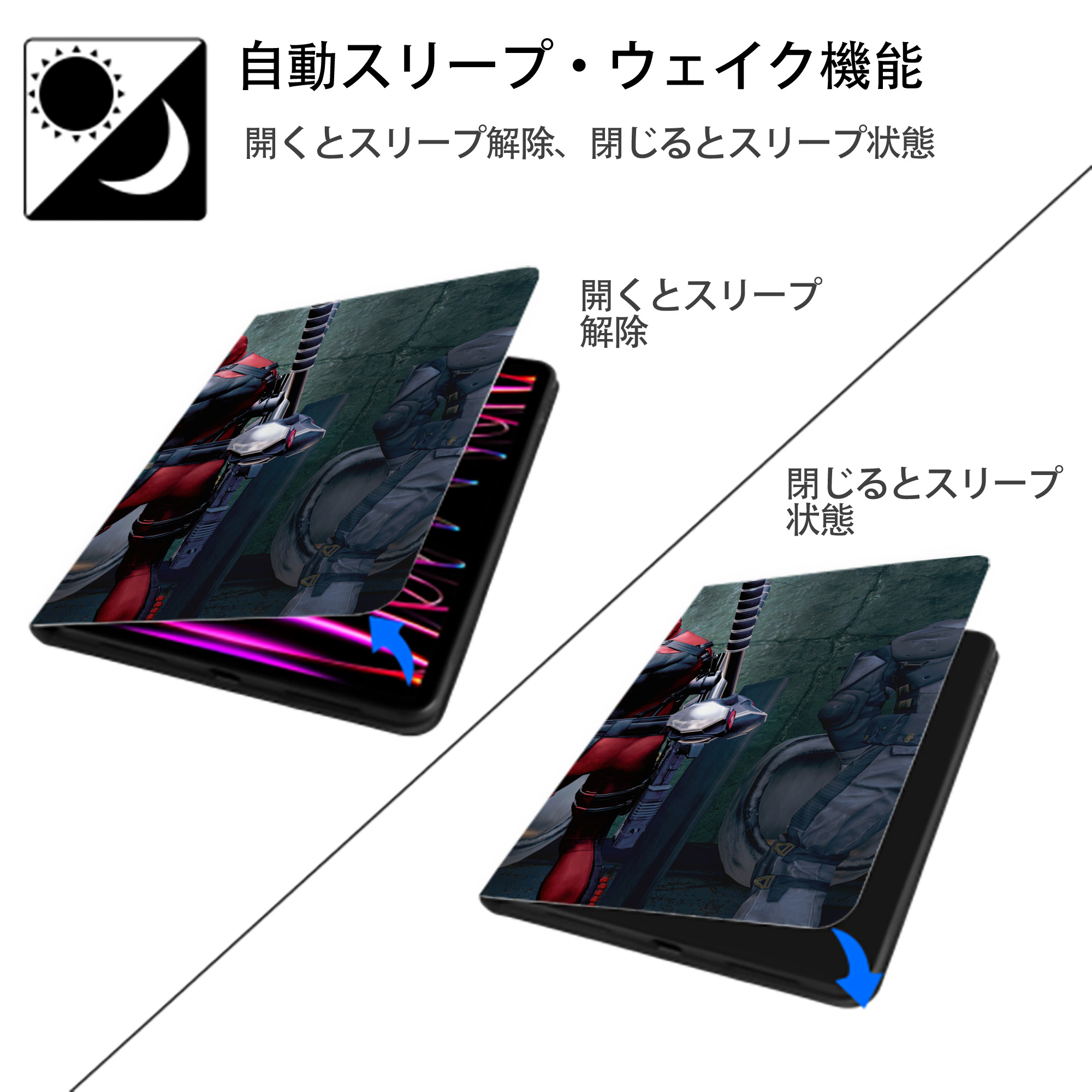 Deadpool デッドプール IPad ケース ブック型 PUレザー TPU 耐衝撃 軽量 薄型 ペン収納なし 全面保護 IPad 各モデル対応