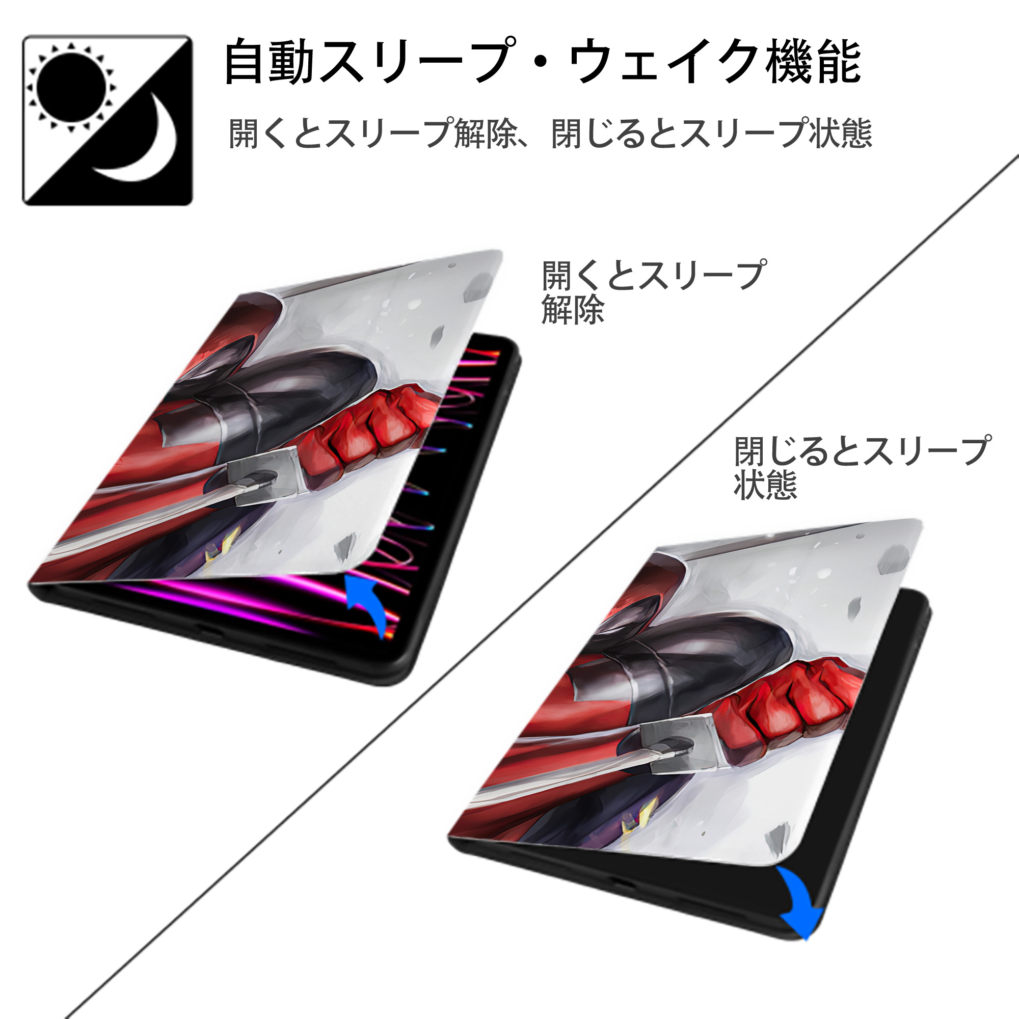 Deadpool デッドプール IPad ケース ブック型 PUレザー TPU 耐衝撃 軽量 薄型 ペン収納なし 全面保護 IPad 各モデル対応