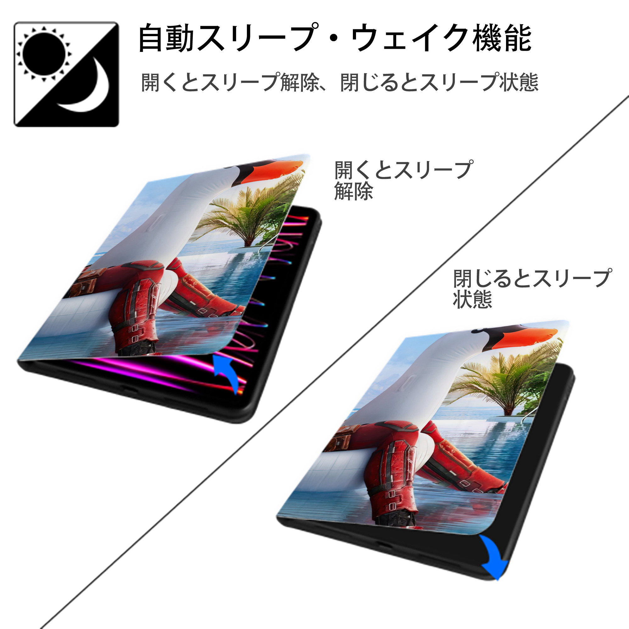 Deadpool デッドプール IPad ケース ブック型 PUレザー TPU 耐衝撃 軽量 薄型 ペン収納なし 全面保護 IPad 各モデル対応