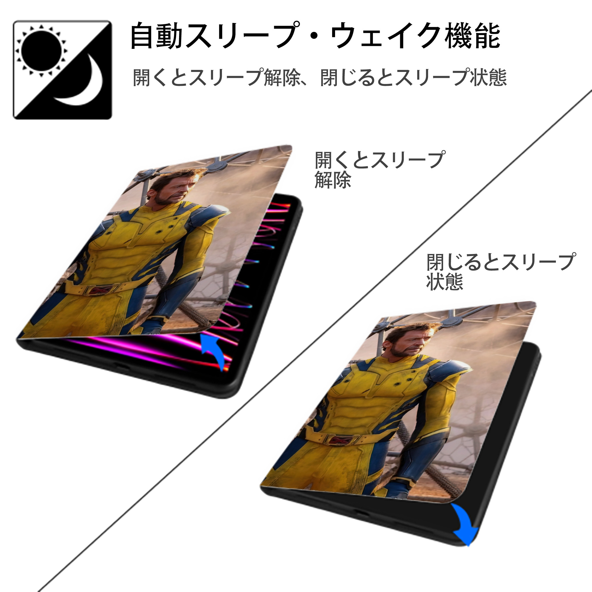 Deadpool デッドプール IPad ケース ブック型 PUレザー TPU 耐衝撃 軽量 薄型 ペン収納なし 全面保護 IPad 各モデル対応