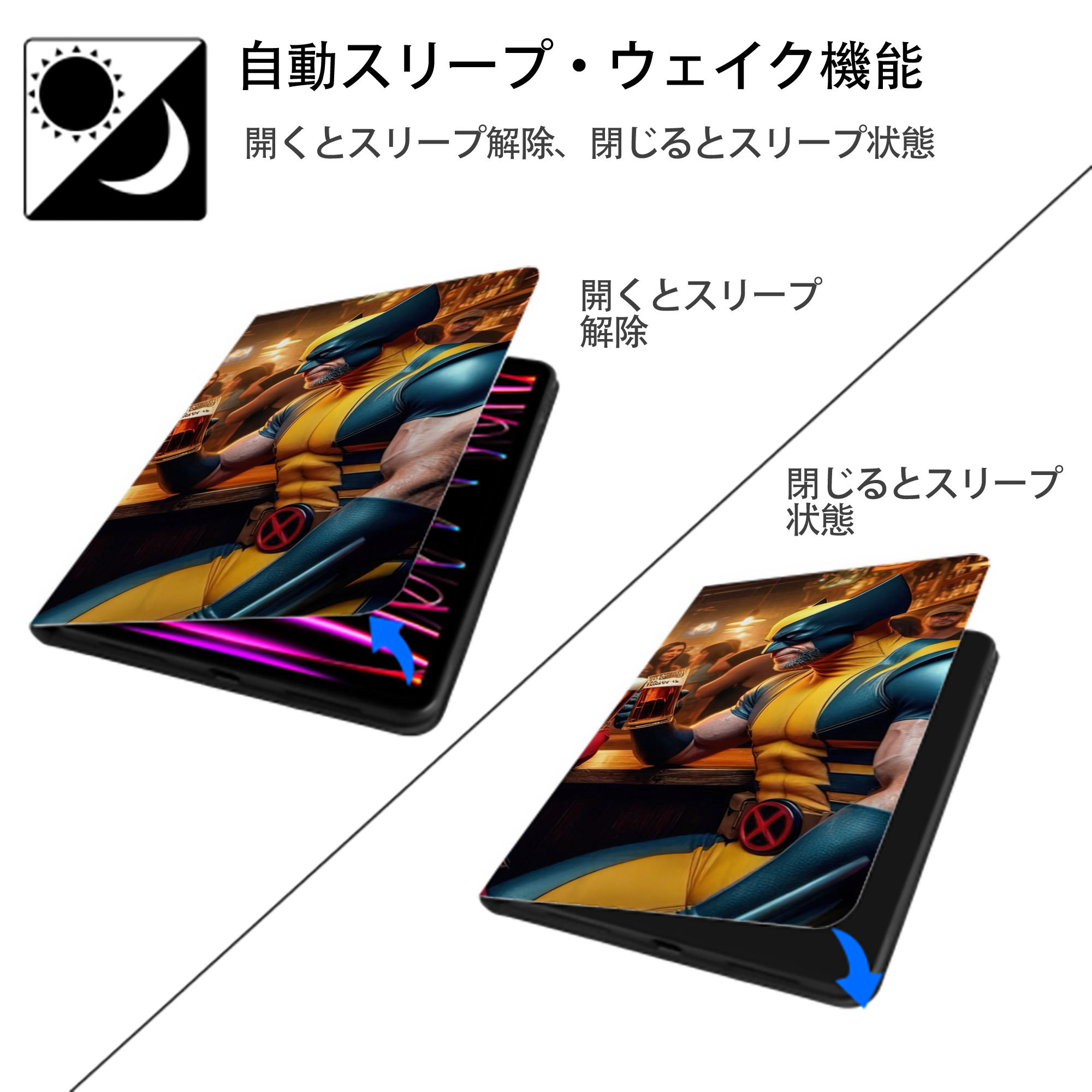 Deadpool デッドプール IPad ケース ブック型 PUレザー TPU 耐衝撃 軽量 薄型 ペン収納なし 全面保護 IPad 各モデル対応