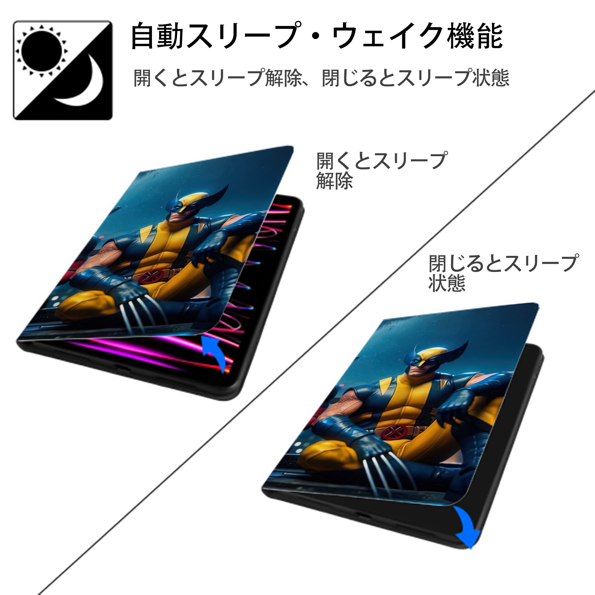 Deadpool デッドプール IPad ケース ブック型 PUレザー TPU 耐衝撃 軽量 薄型 ペン収納なし 全面保護 IPad 各モデル対応