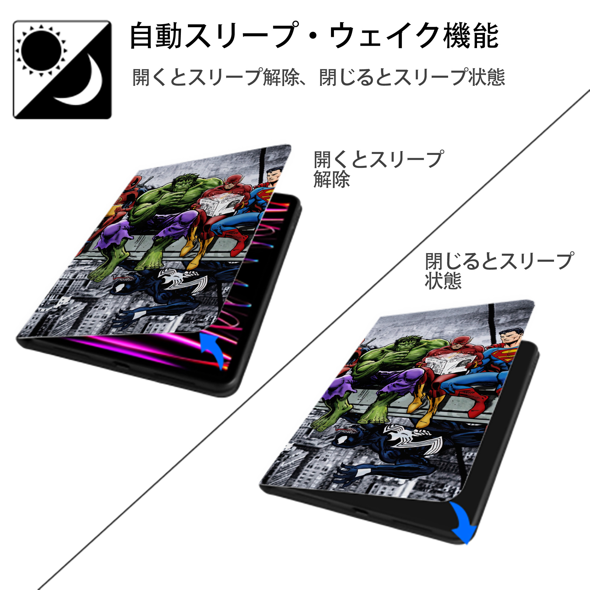 Deadpool デッドプール IPadケース ペンホルダー付き ブックスタイルデザイン