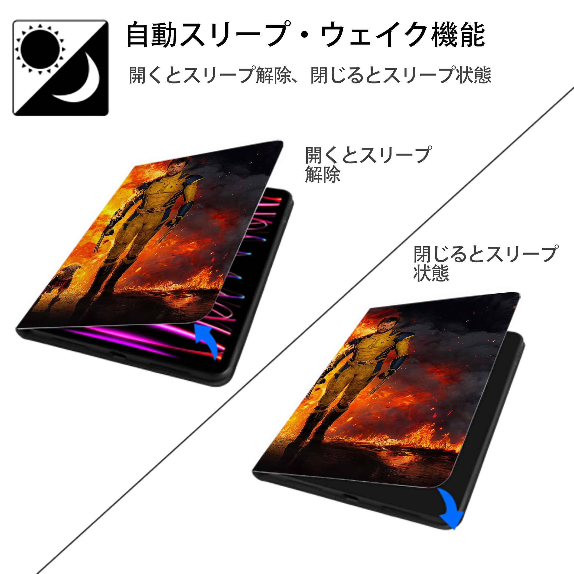 Deadpool デッドプール IPadケース ペンホルダー付き ブックスタイルデザイン