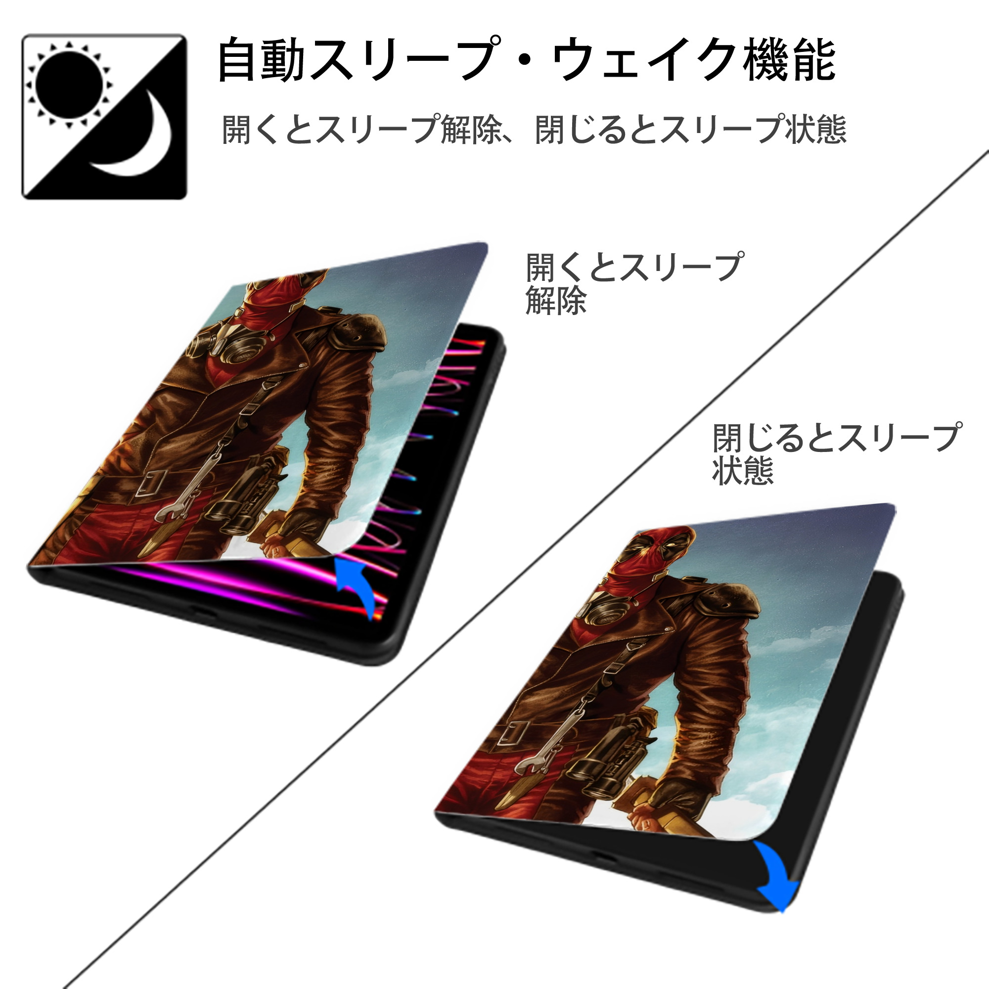 Deadpool デッドプール IPadケース ペンホルダー付き ブックスタイルデザイン