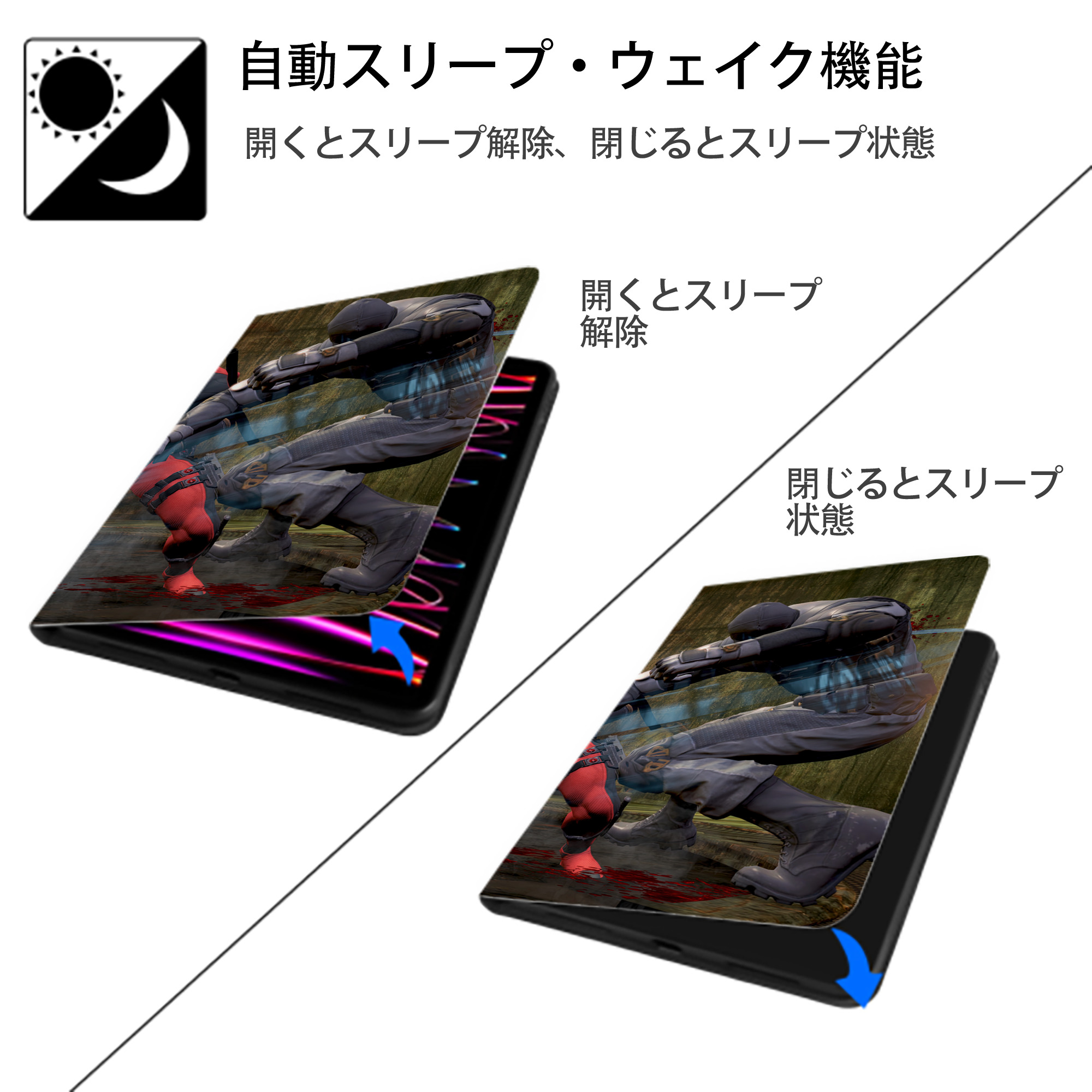 Deadpool デッドプール IPadケース ペンホルダー付き ブックスタイルデザイン
