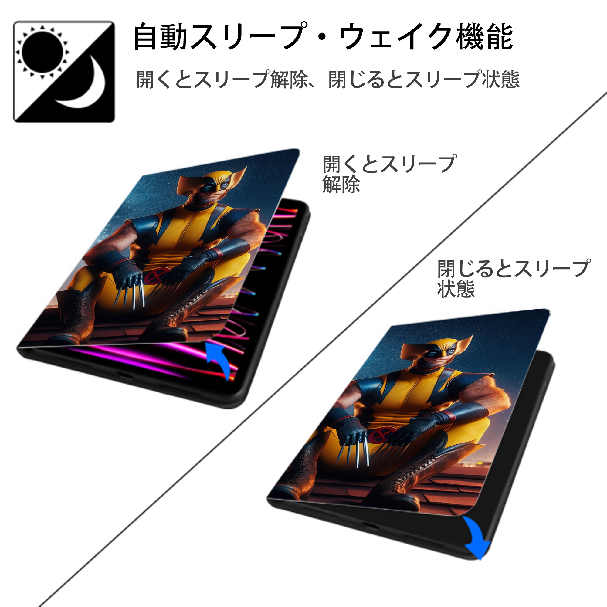 Deadpool デッドプール IPadケース ペンホルダー付き ブックスタイルデザイン