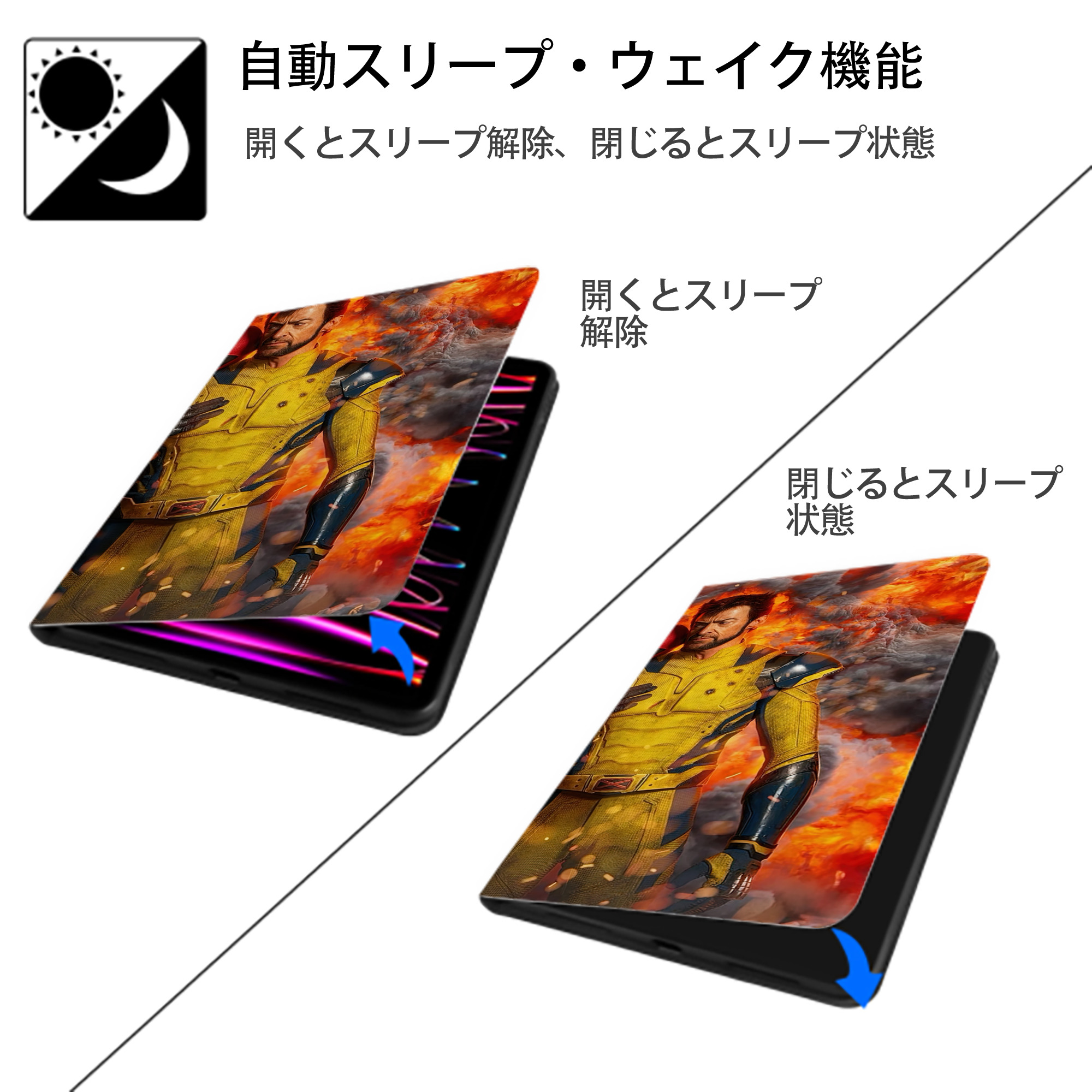Deadpool デッドプール IPadケース ペンホルダー付き ブックスタイルデザイン