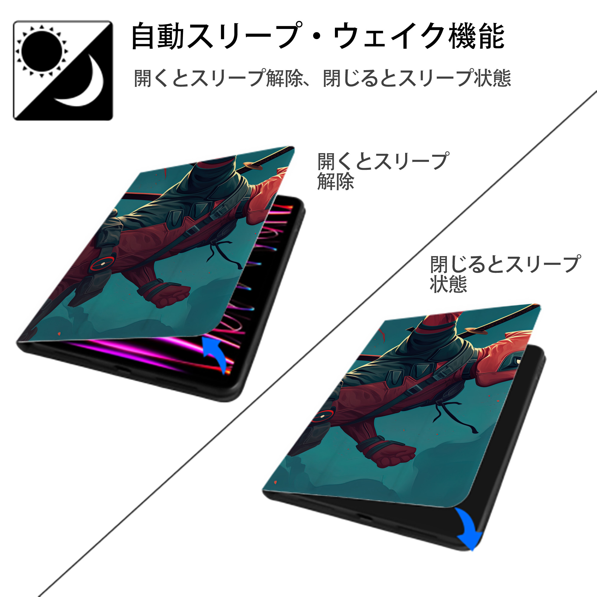 Deadpool デッドプール IPadケース ペンホルダー付き ブックスタイルデザイン