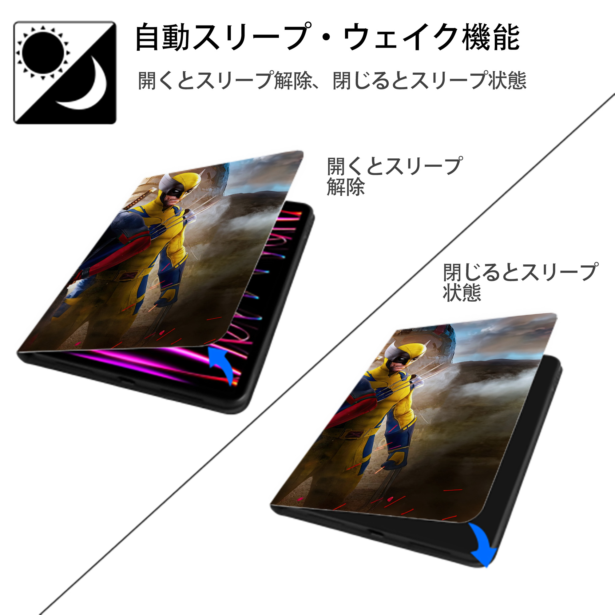 Deadpool デッドプール IPadケース ペンホルダー付き ブックスタイルデザイン