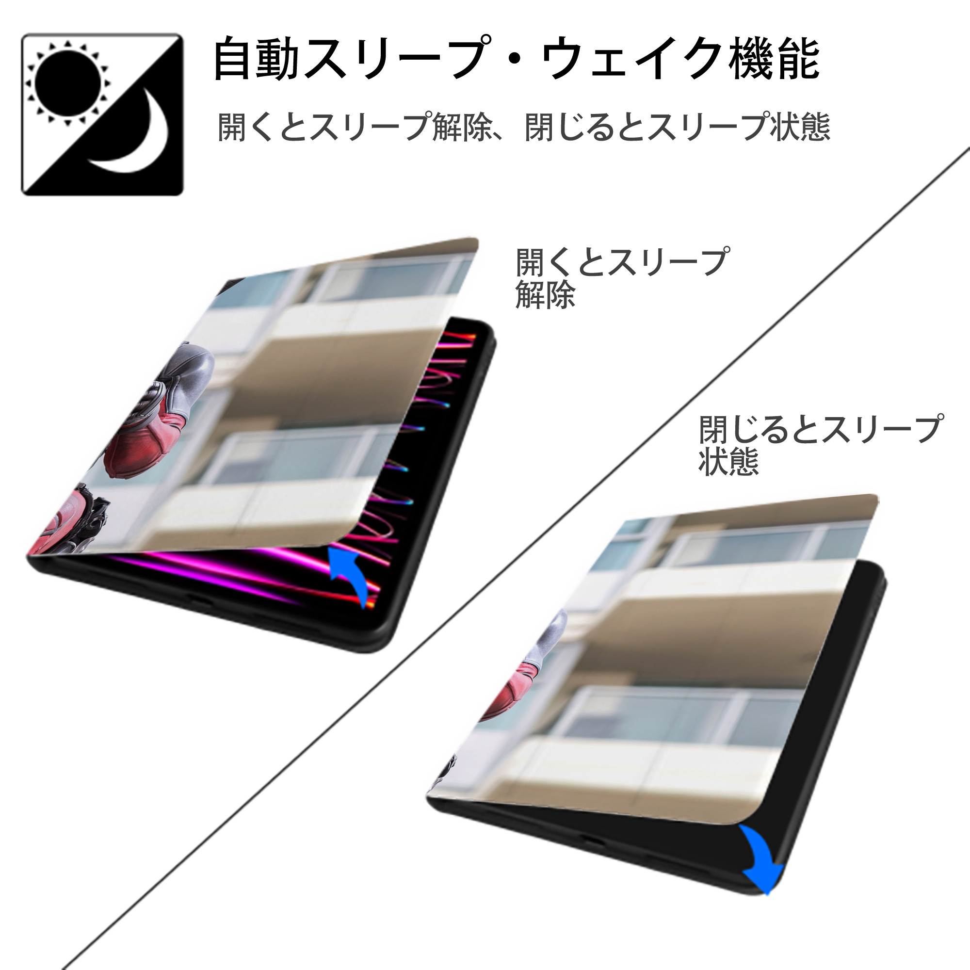 Deadpool デッドプール IPadケース ペンホルダー付き ブックスタイルデザイン