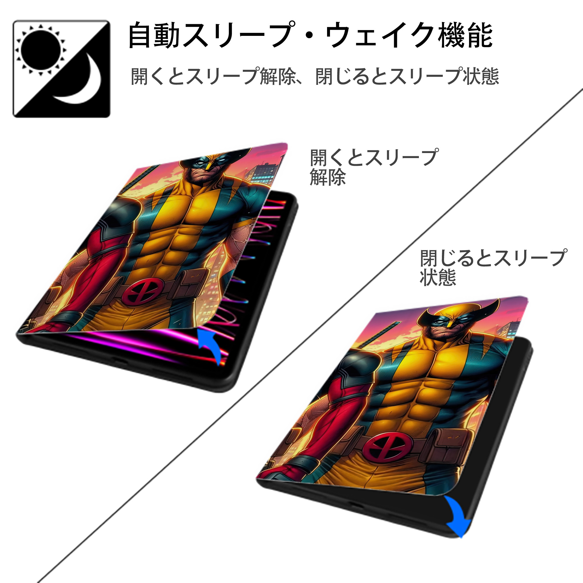 Deadpool デッドプール IPadケース ペンホルダー付き ブックスタイルデザイン