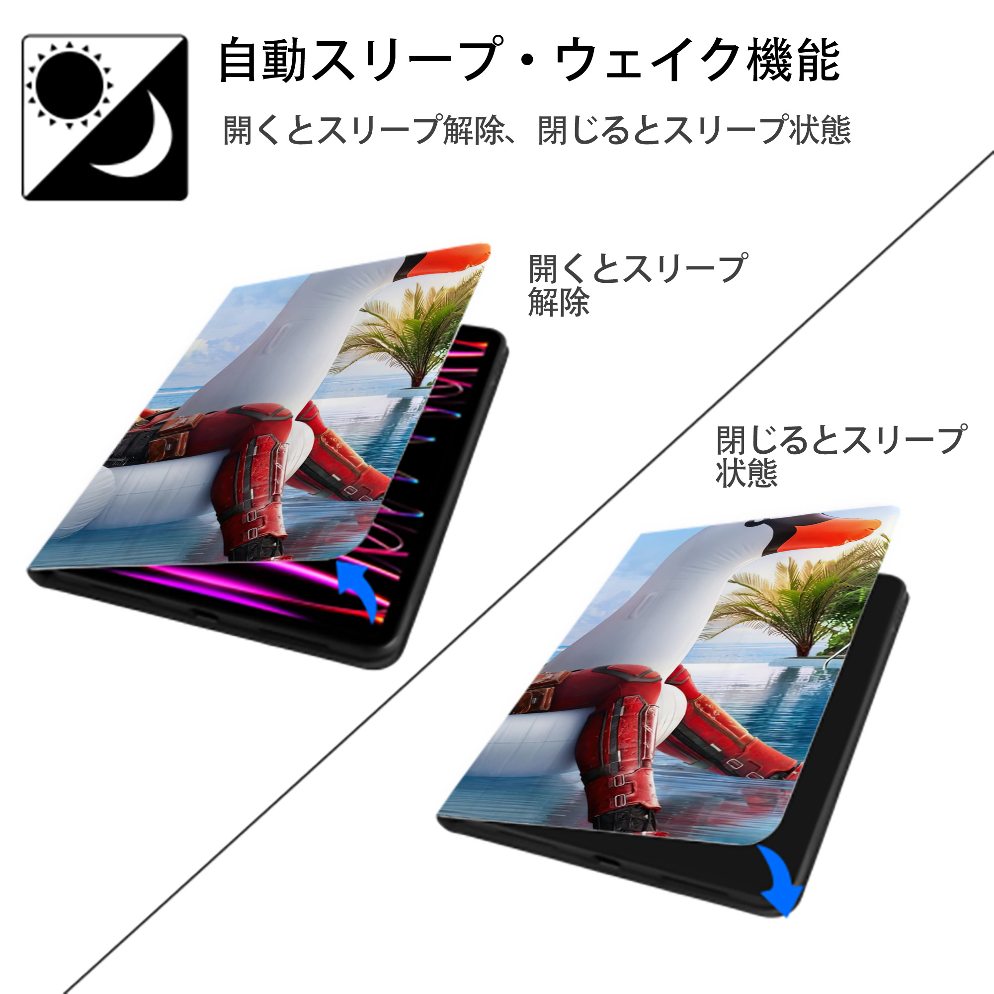 Deadpool デッドプール IPadケース ペンホルダー付き ブックスタイルデザイン