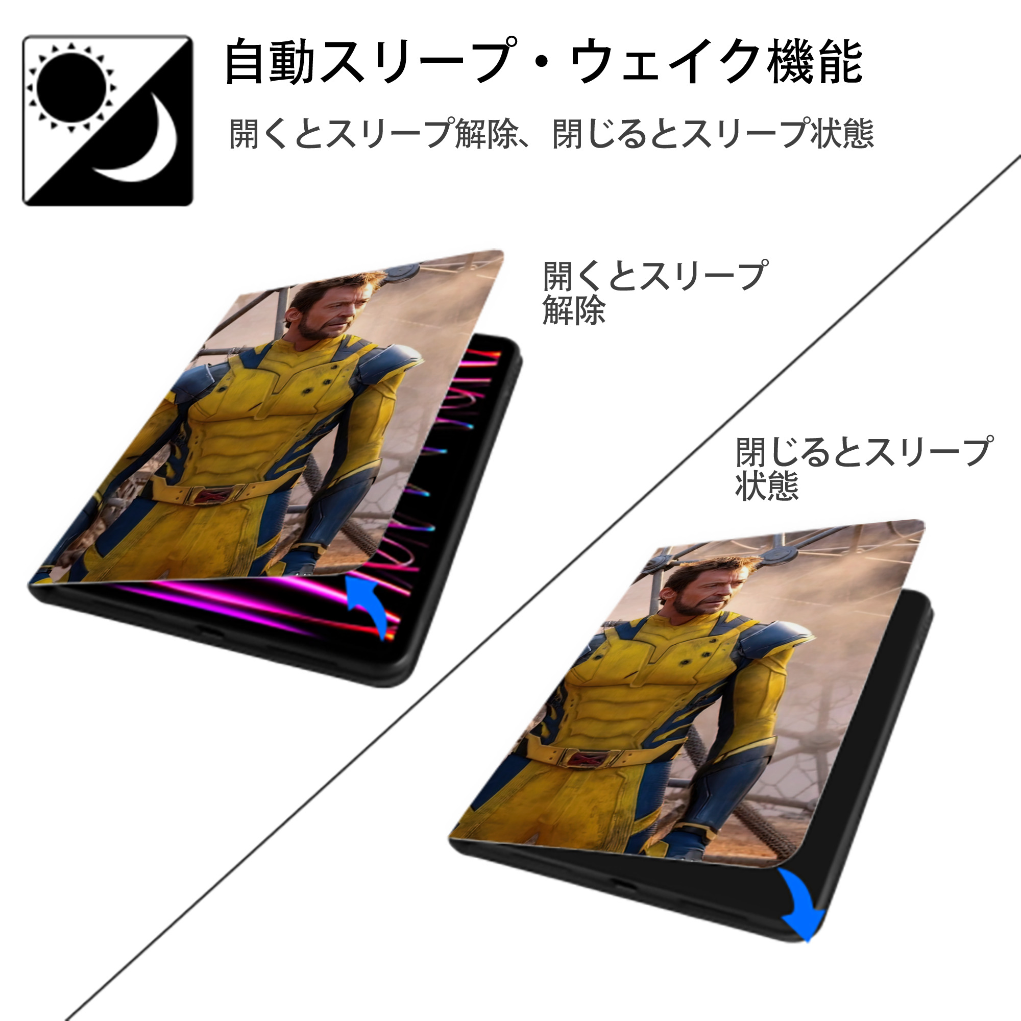 Deadpool デッドプール IPadケース ペンホルダー付き ブックスタイルデザイン