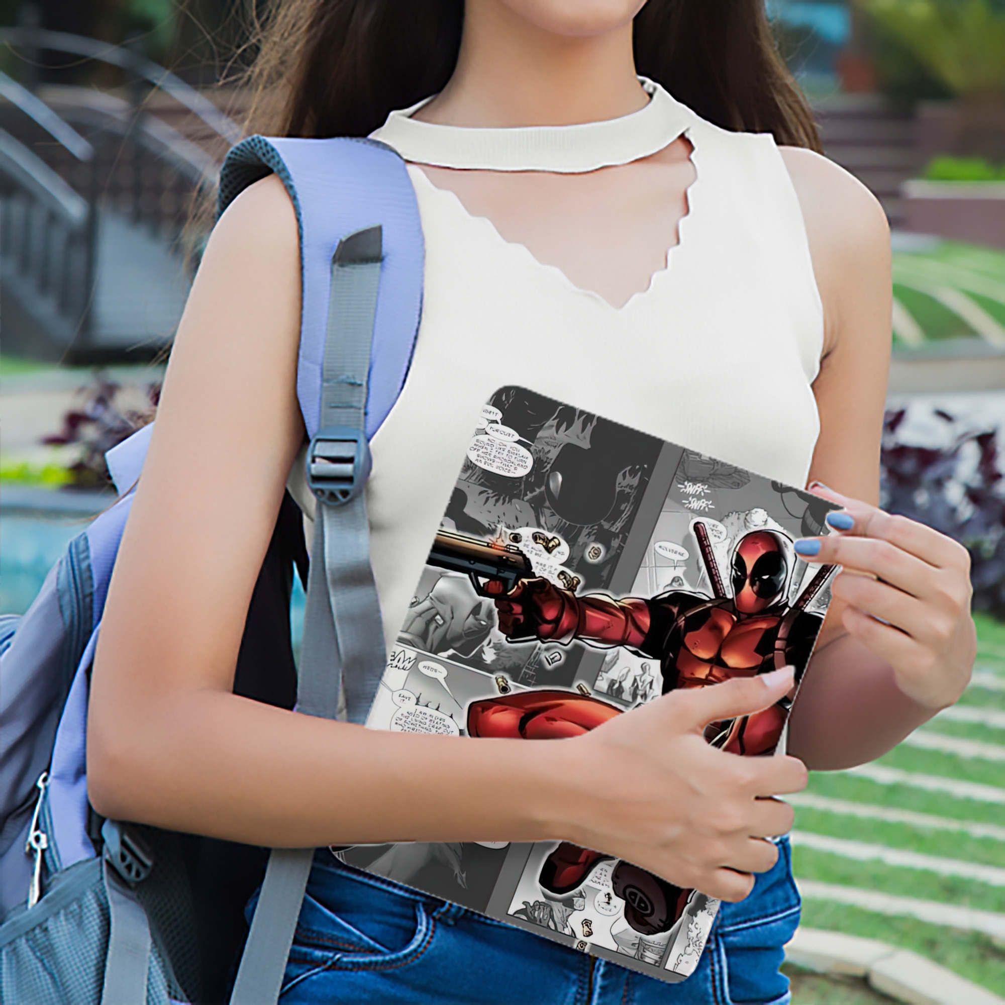 Deadpool デッドプール IPadケース ペンホルダー付き ブックスタイルデザイン