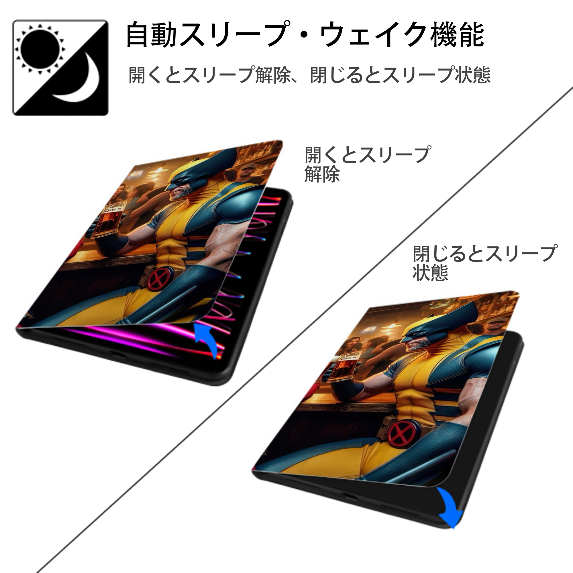 Deadpool デッドプール IPadケース ペンホルダー付き ブックスタイルデザイン
