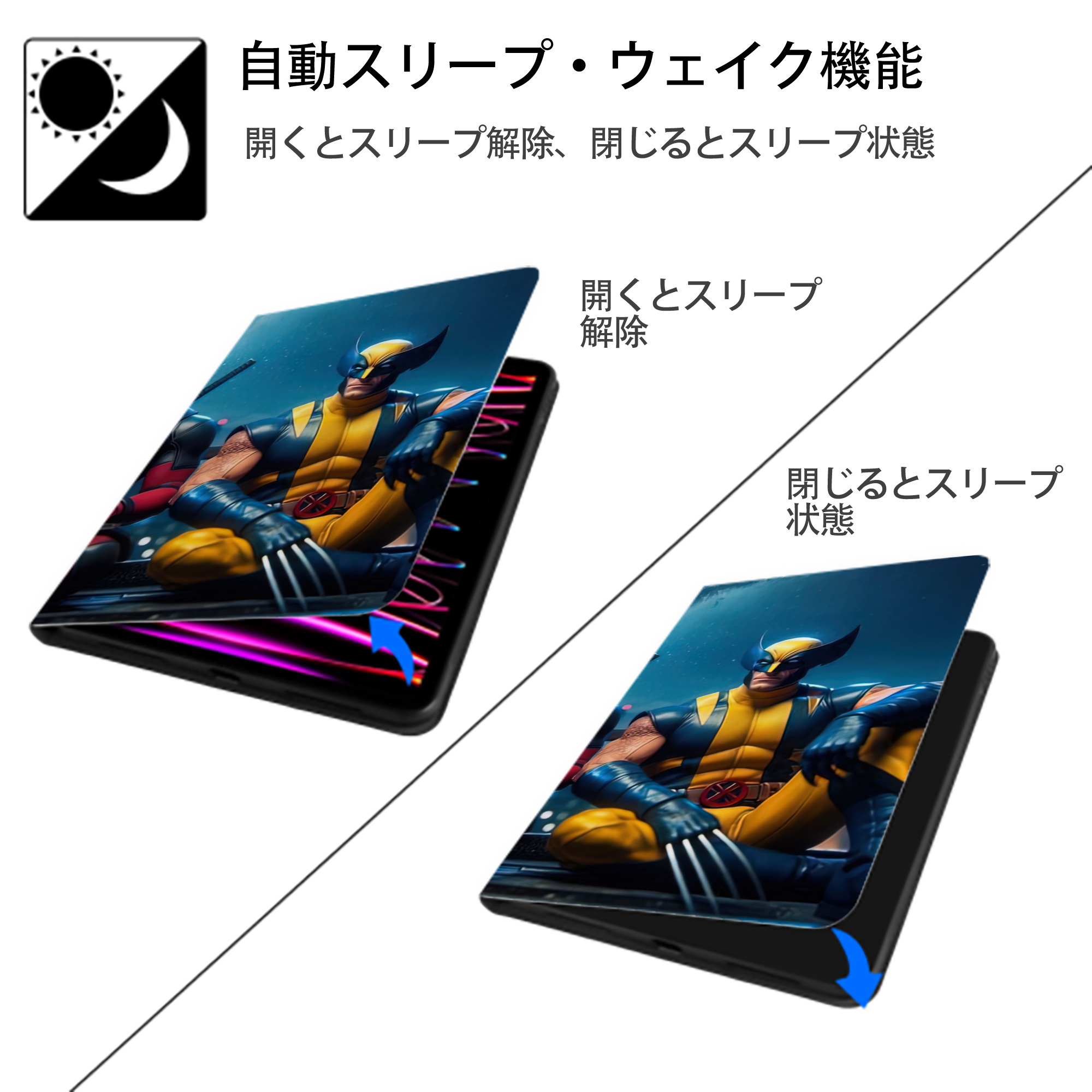 Deadpool デッドプール IPadケース ペンホルダー付き ブックスタイルデザイン