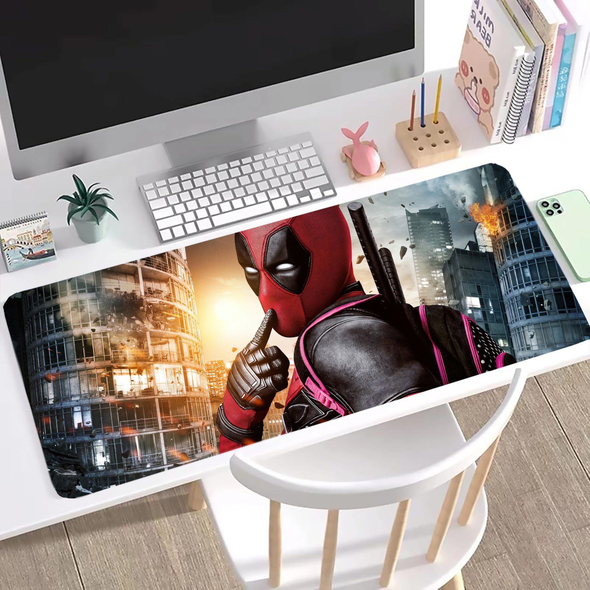 （画像用） Deadpool デッドプール ステッチ加工 大判デスクマット／滑り止めマウスパッド