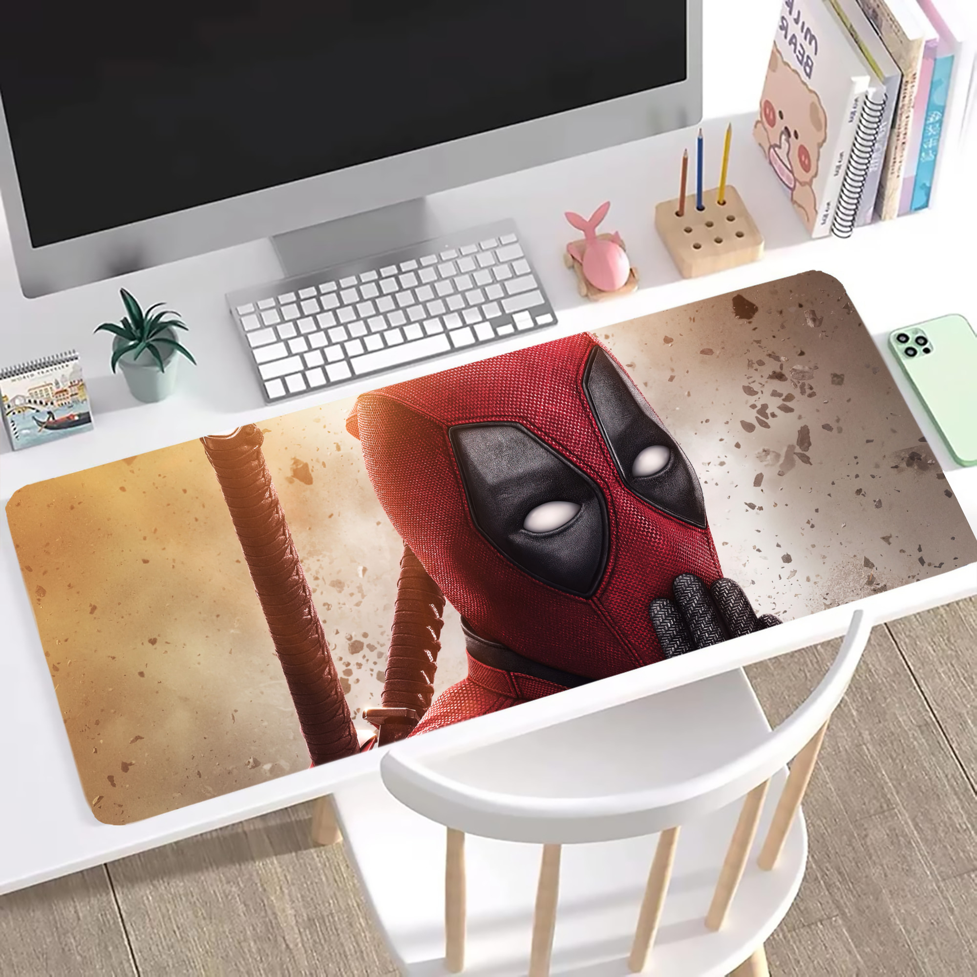 （画像用） Deadpool デッドプール ステッチ加工 大判デスクマット／滑り止めマウスパッド