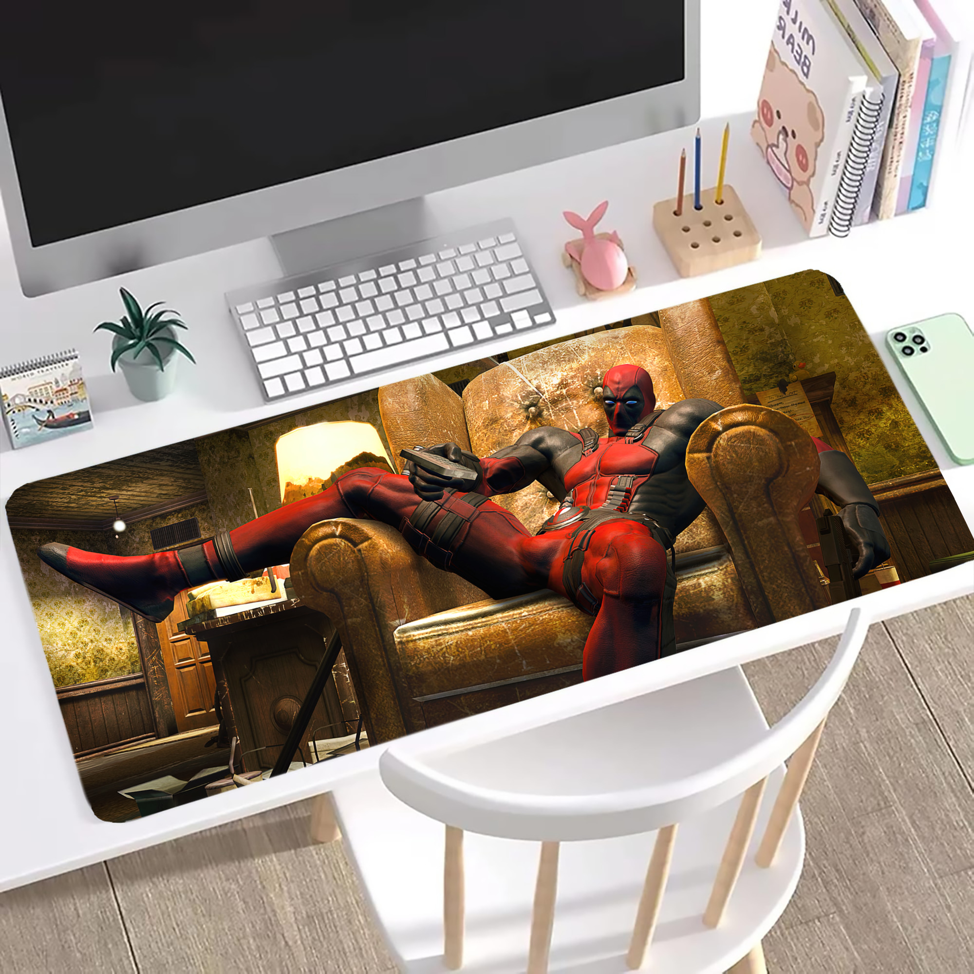 （画像用） Deadpool デッドプール ステッチ加工 大判デスクマット／滑り止めマウスパッド