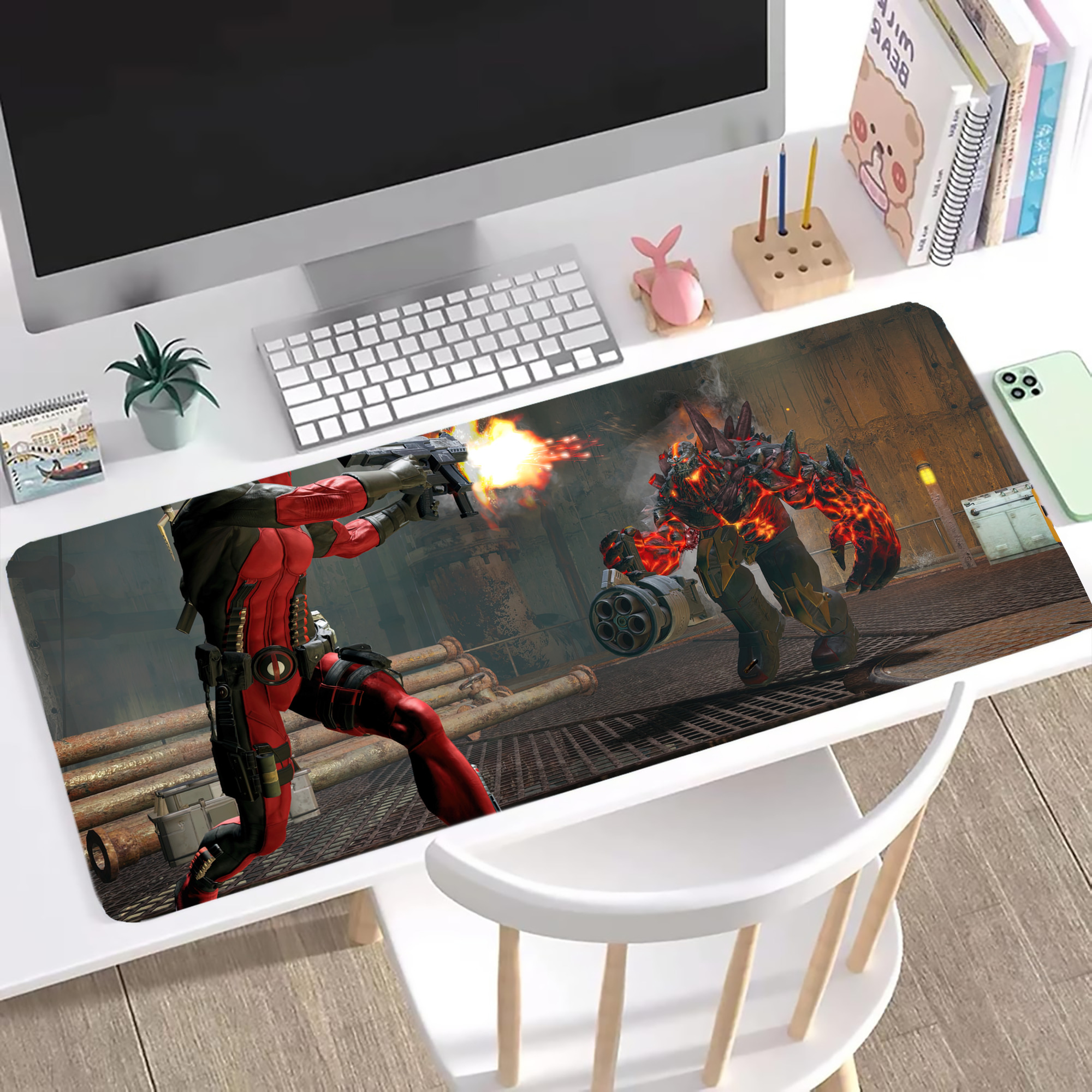 （画像用） Deadpool デッドプール ステッチ加工 大判デスクマット／滑り止めマウスパッド