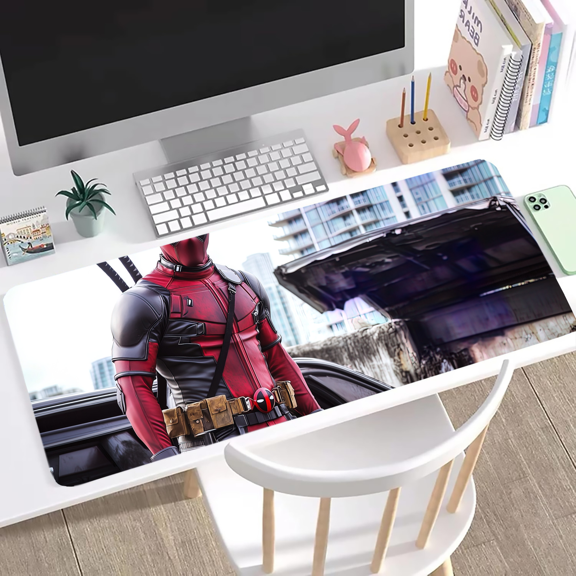（画像用） Deadpool デッドプール ステッチ加工 大判デスクマット／滑り止めマウスパッド