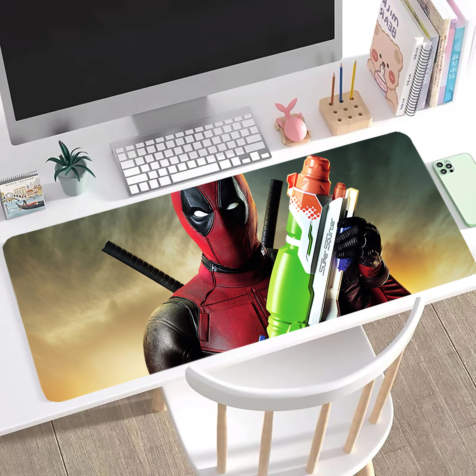 （画像用） Deadpool デッドプール ステッチ加工 大判デスクマット／滑り止めマウスパッド