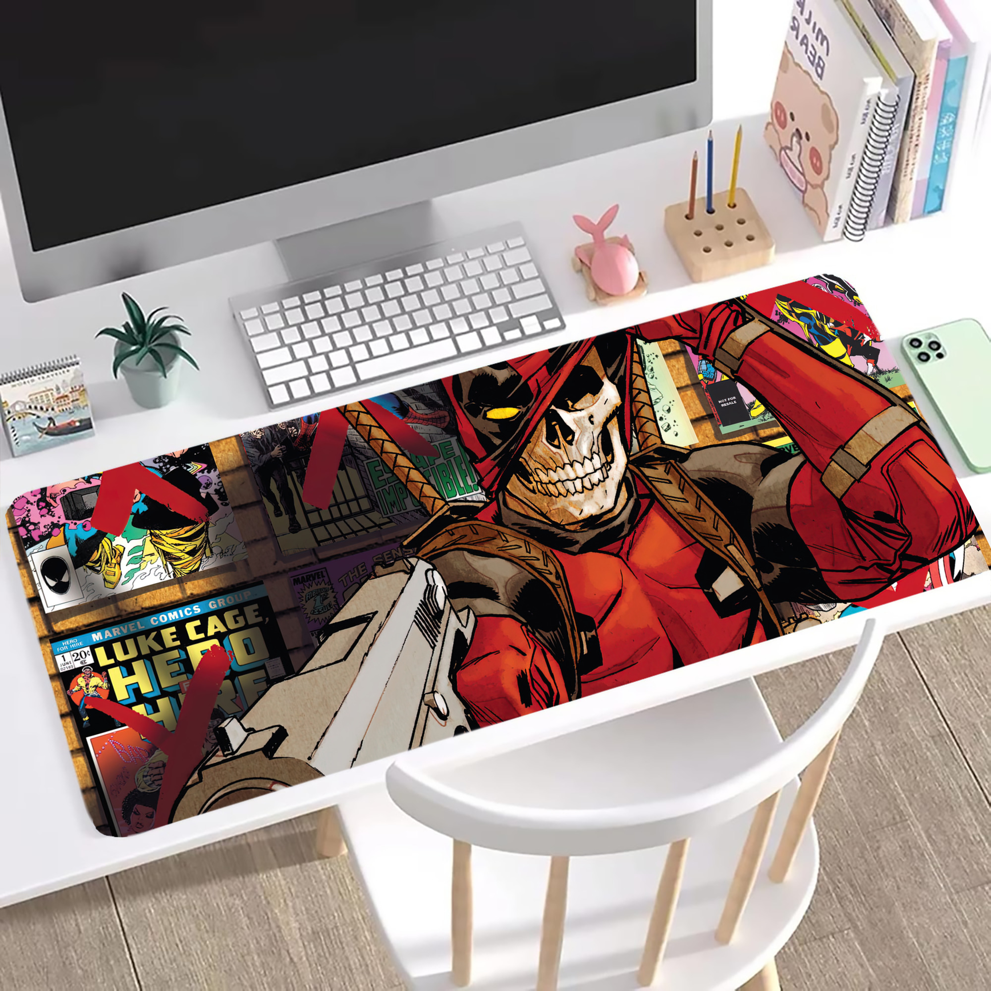 （画像用） Deadpool デッドプール ステッチ加工 大判デスクマット／滑り止めマウスパッド