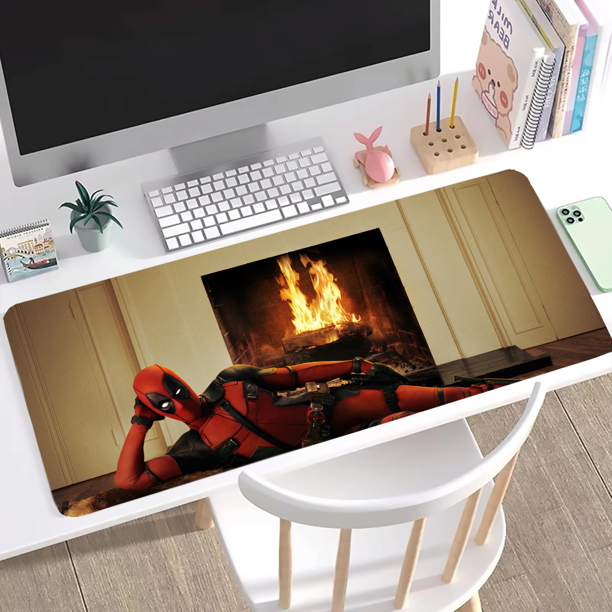 （画像用） Deadpool デッドプール ステッチ加工 大判デスクマット／滑り止めマウスパッド
