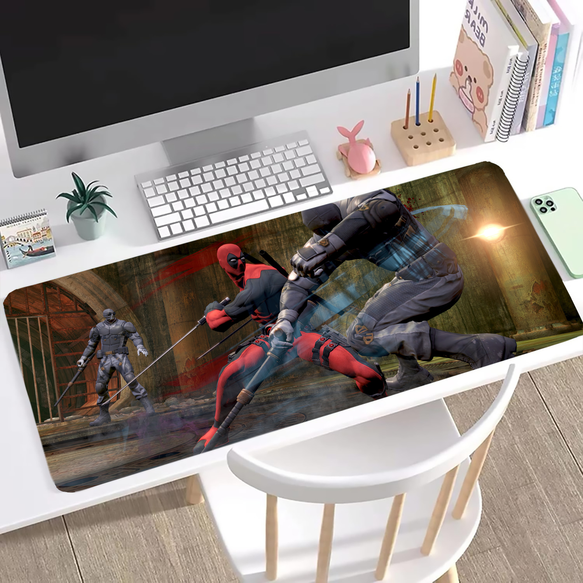 （画像用） Deadpool デッドプール ステッチ加工 大判デスクマット／滑り止めマウスパッド