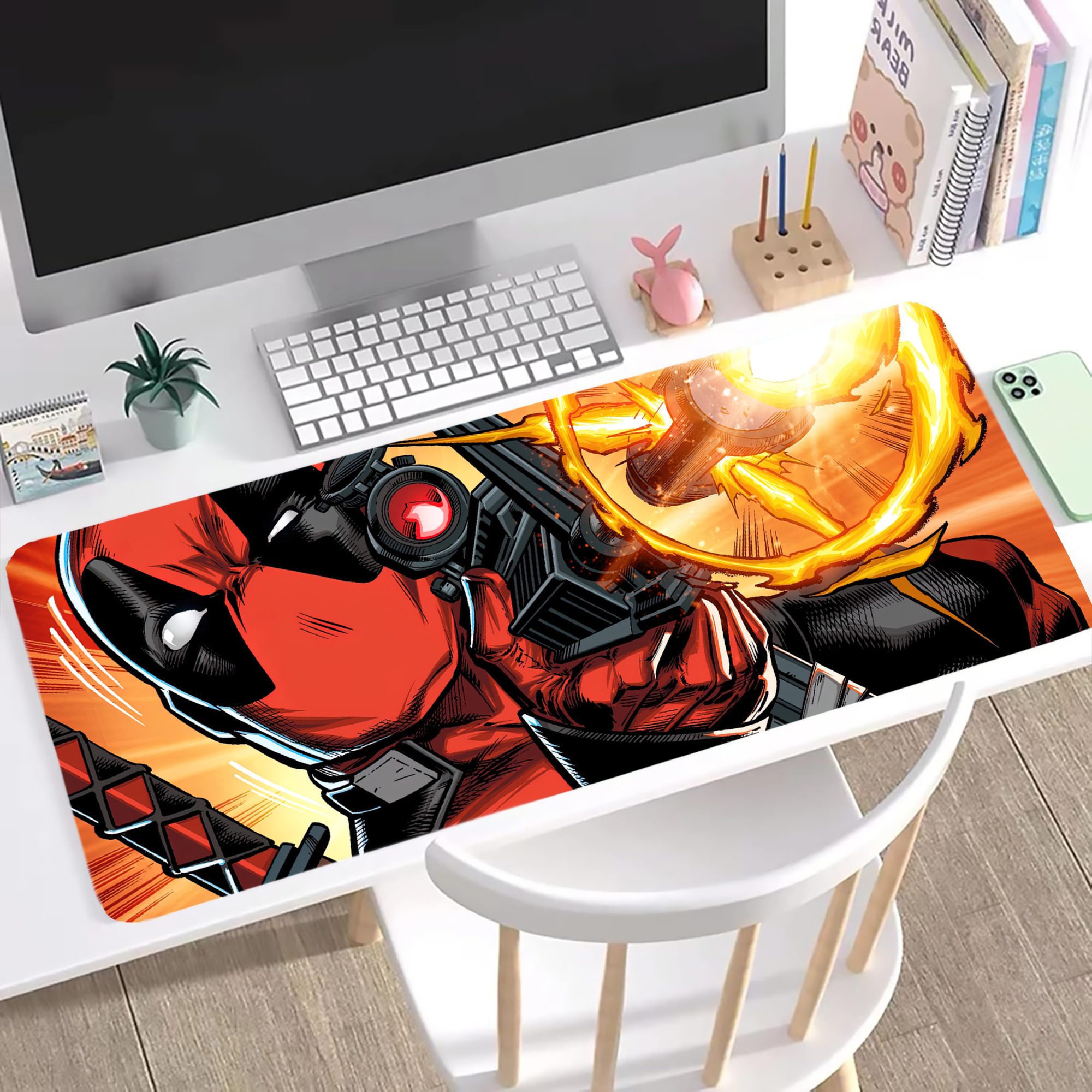 （画像用） Deadpool デッドプール ステッチ加工 大判デスクマット／滑り止めマウスパッド