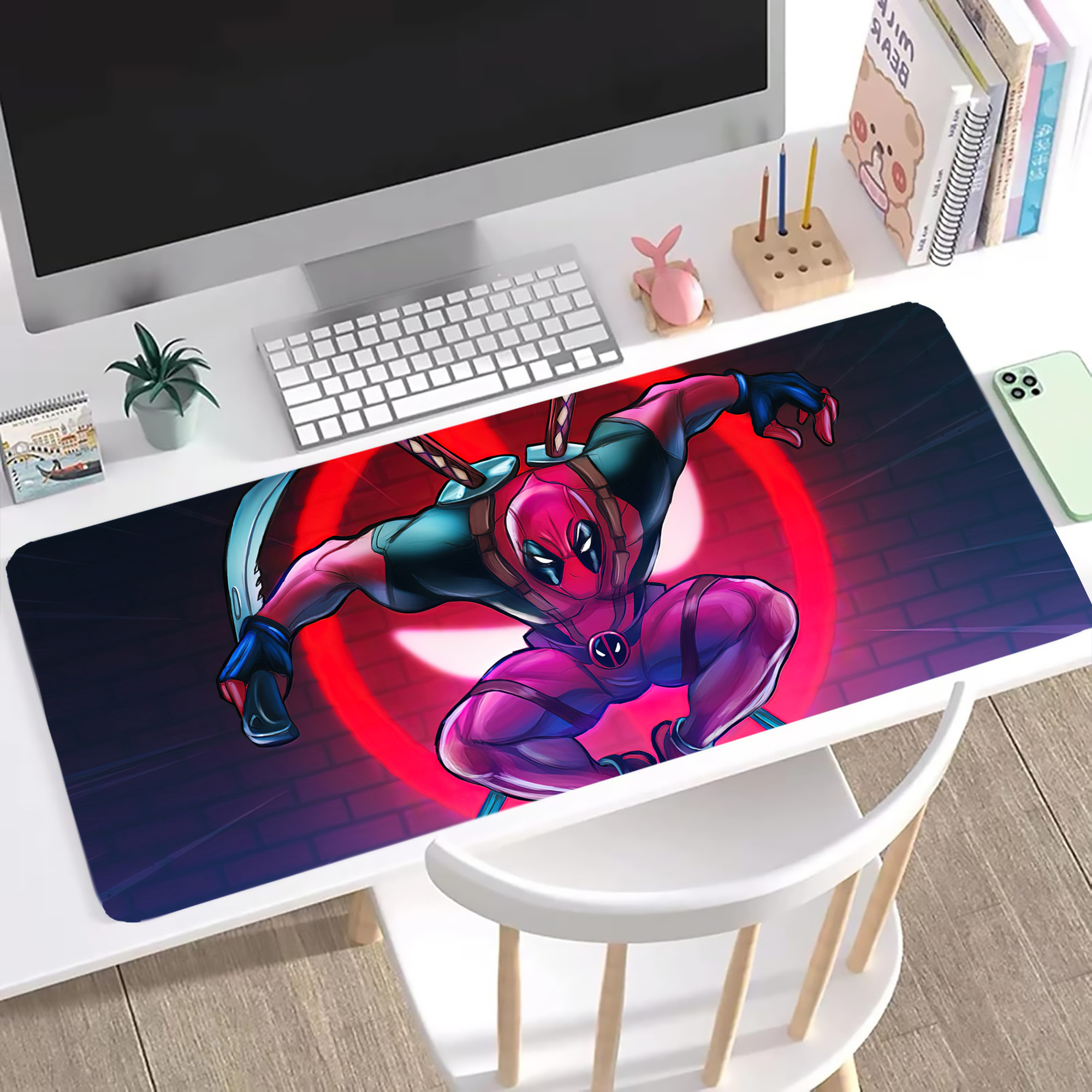 （画像用） Deadpool デッドプール ステッチ加工 大判デスクマット／滑り止めマウスパッド