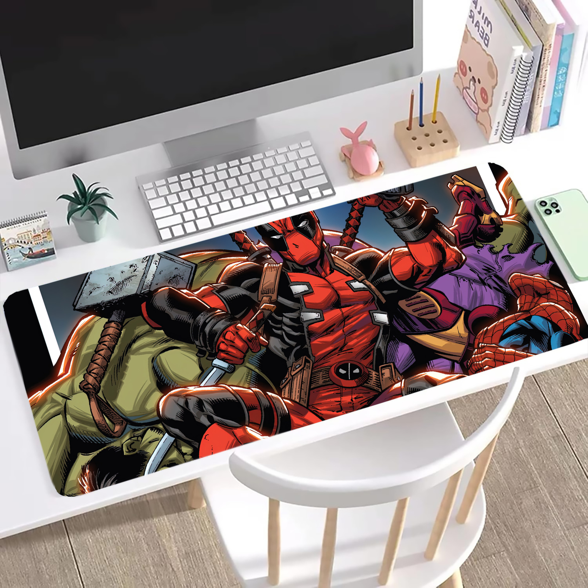 （画像用） Deadpool デッドプール ステッチ加工 大判デスクマット／滑り止めマウスパッド
