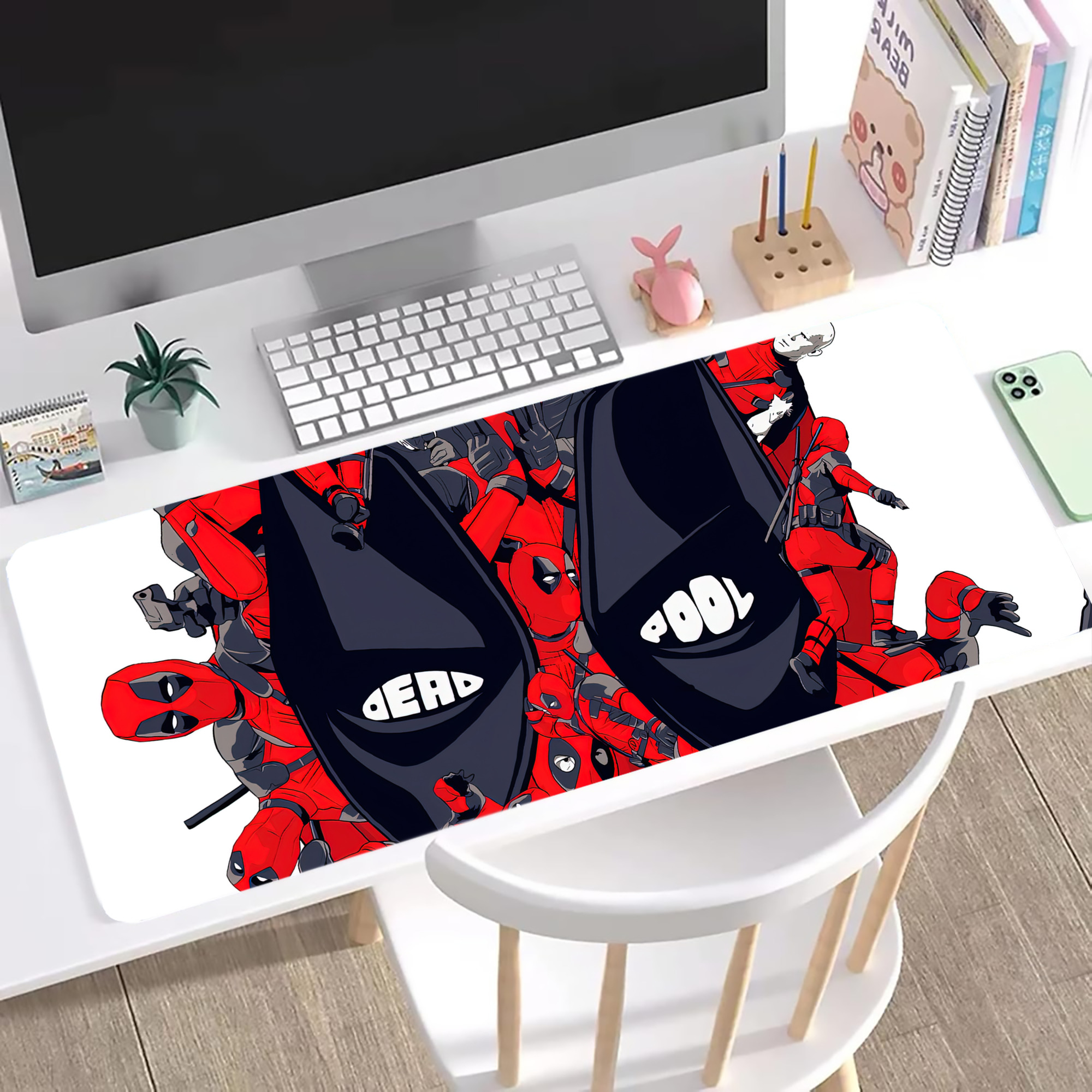 （画像用） Deadpool デッドプール ステッチ加工 大判デスクマット／滑り止めマウスパッド